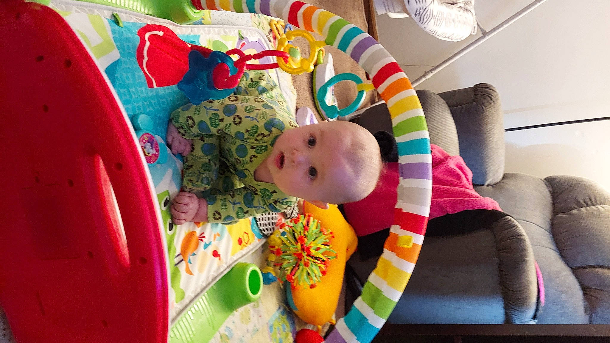 Jorden is registered to the contest to win money with this photo: baby, baby_products, baby_toys, child, comfort, couch, event, fun, head, linens, person, plastic, play, plush, room, smile, stuffed_toy, textile, toddler, toy