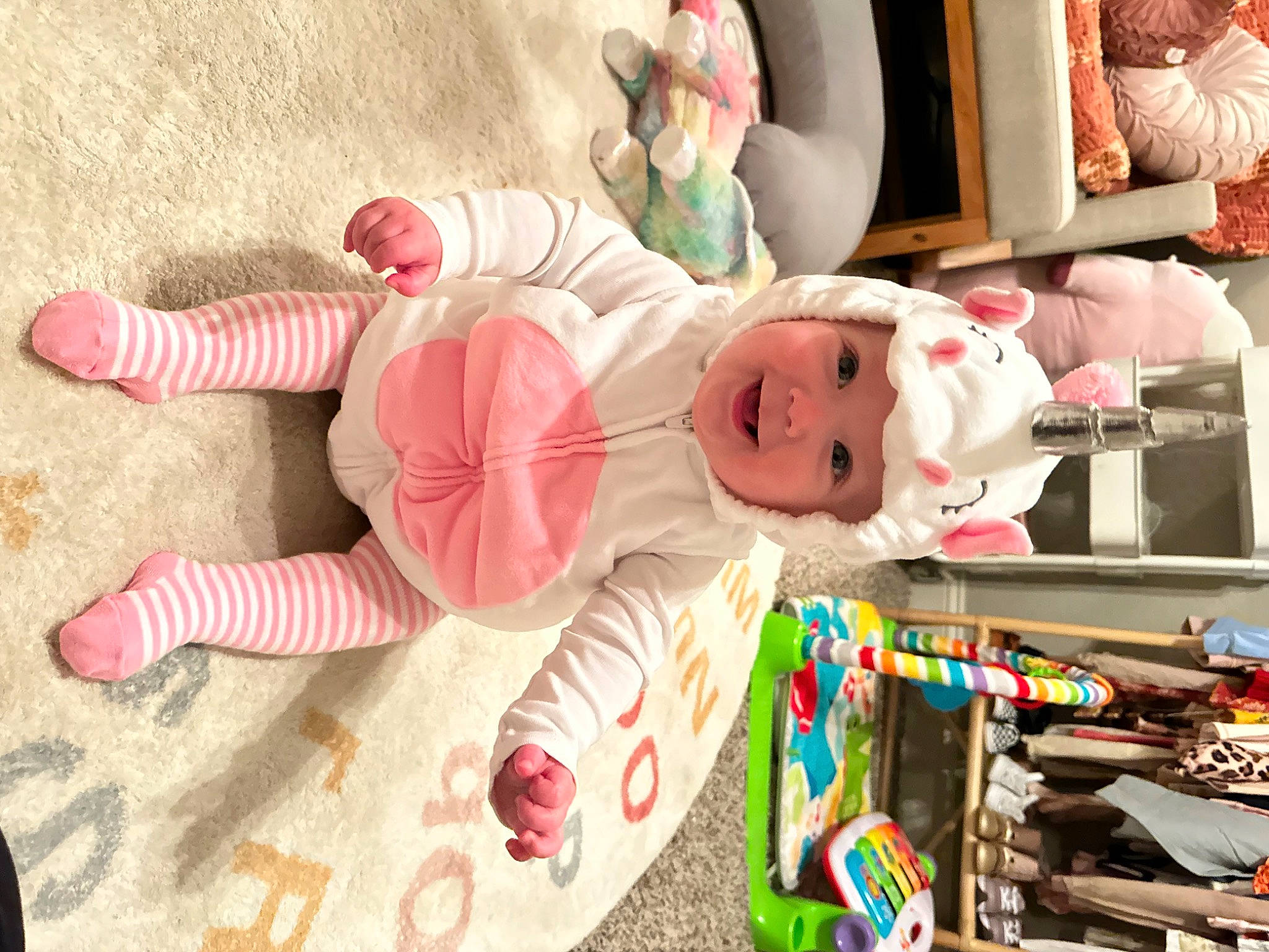 Aurie joined the competition — help win amazing prizes! baby_products, baby_toddler_clothing, baby_toys, carmine, child, comfort, doll, event, foot, headgear, headwear, linens, person, pink, plush, room, stuffed_toy, textile, toddler, toy