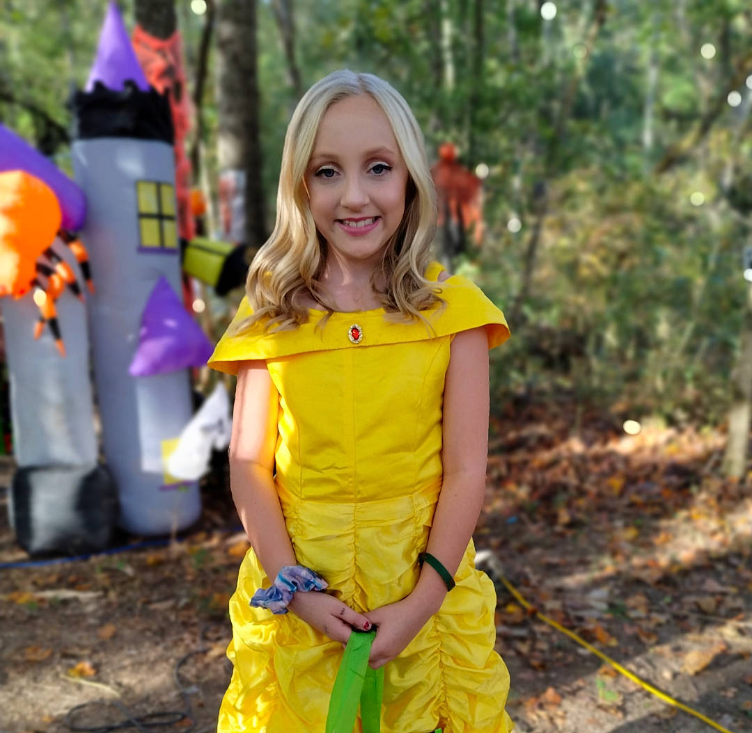 Paislee joined the competition — help win amazing prizes! blond, day_dress, dress, electric_blue, event, fashion_design, fun, grass, happy, jewellery, joy, leisure, magenta, one_piece_garment, orange, pattern, people_in_nature, person, plant, recreation