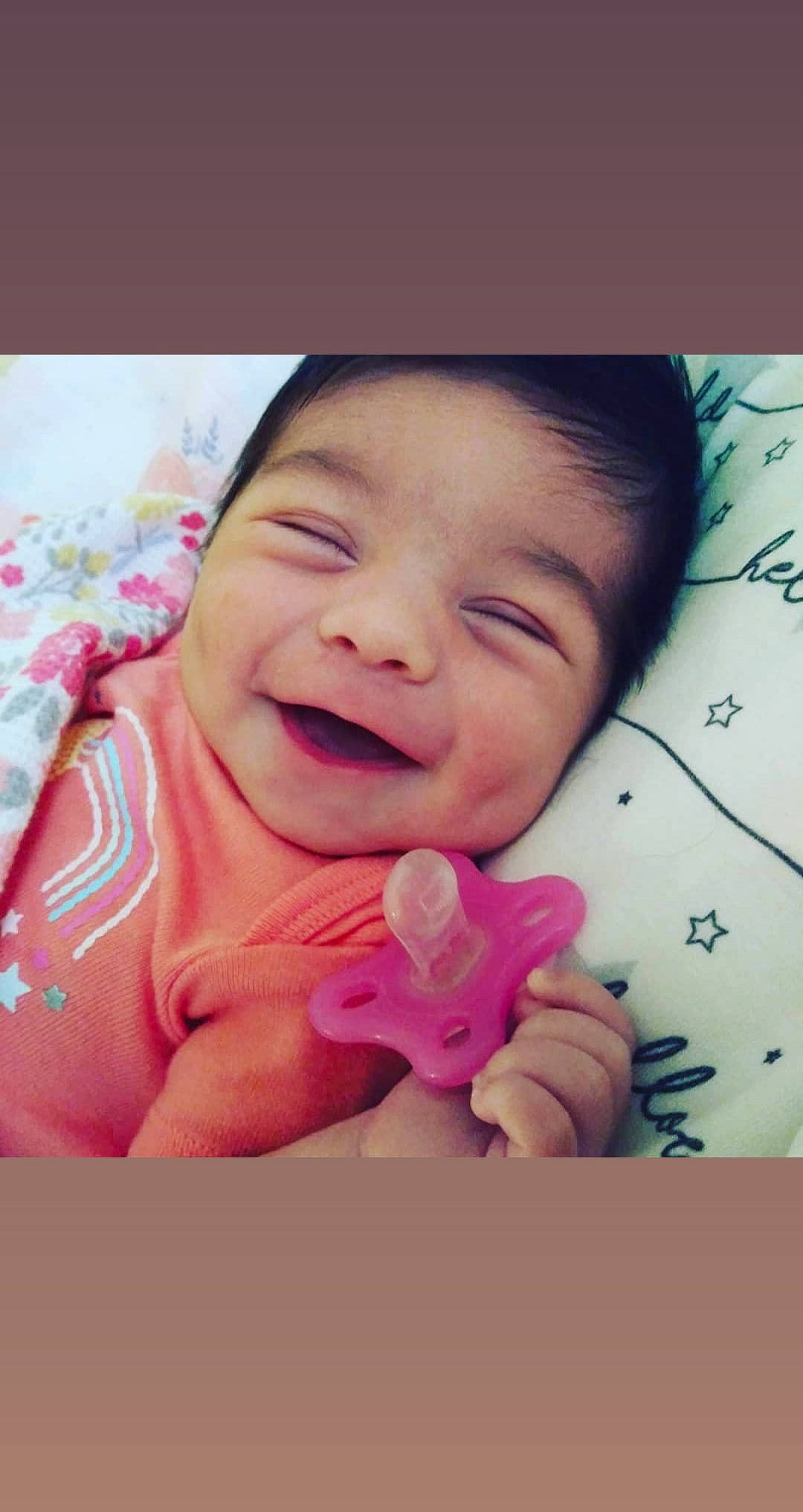 Caliyah is registered to the contest to win money with this photo: baby, baby_making_funny_faces, beauty, bedtime, birth, cheek, child, face, facial_expression, fun, happy, laugh, lip, mouth, nose, person, pink, skin, smile, snapshot