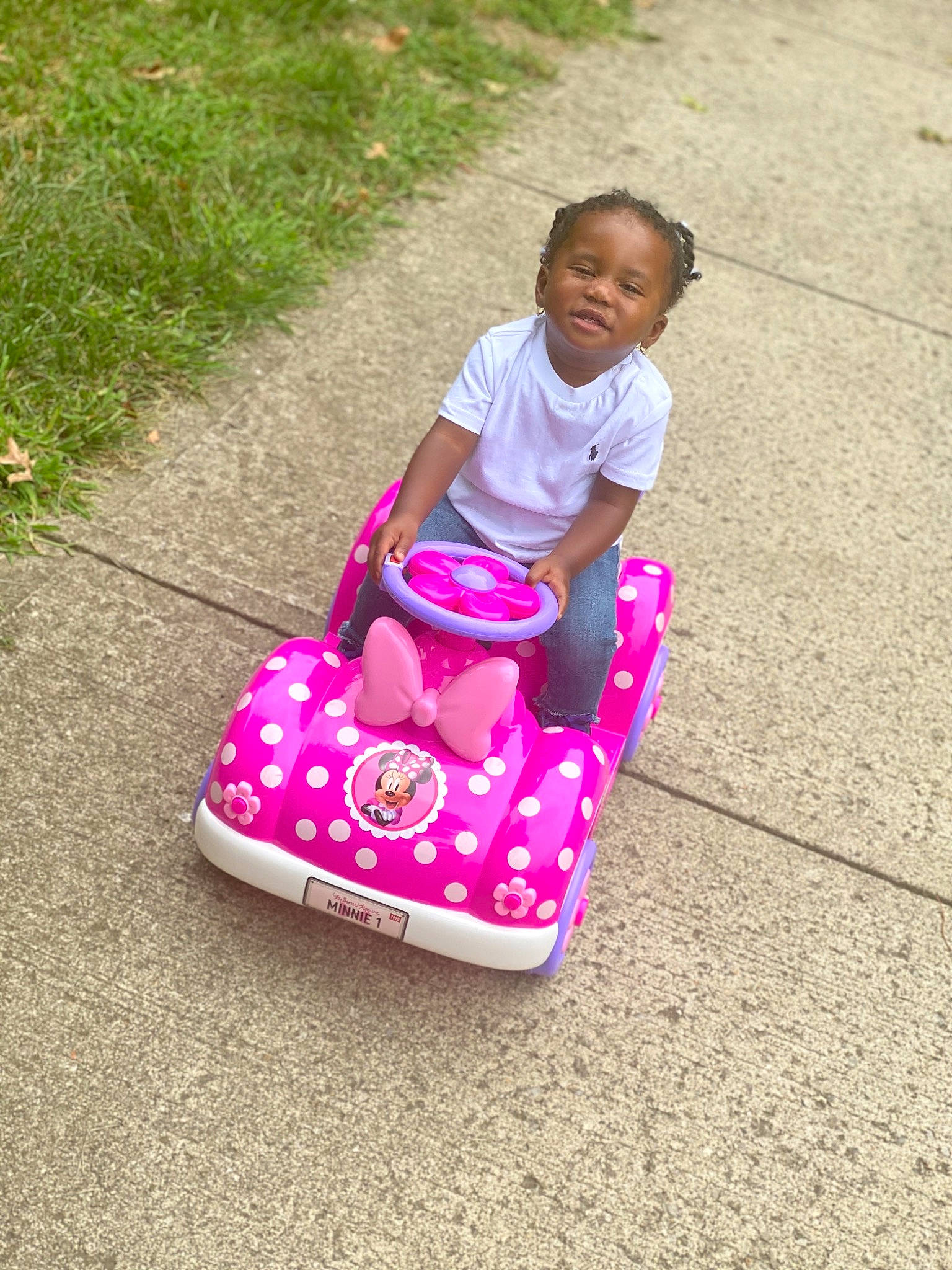 Ayla is registered to the contest to win money with this photo: child, fun, games, grass, leisure, magenta, outdoor_play_equipment, person, pink, play, playground, product, public_space, recreation, smile, summer, toddler, vacation