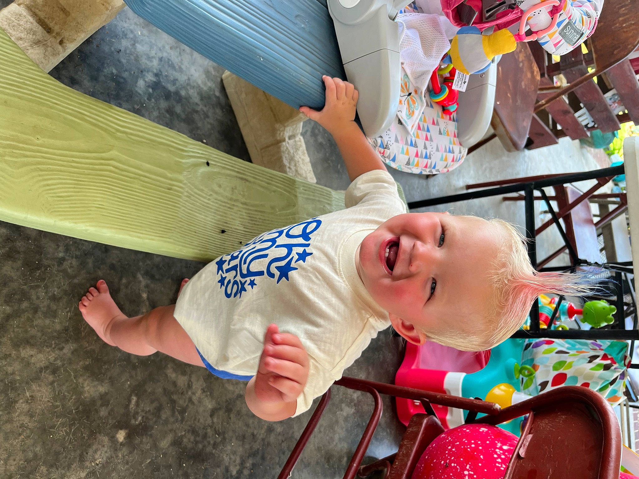 Kaiden joined the competition — help win amazing prizes! baby, baby_toddler_clothing, child, fun, grass, happy, hat, joy, leisure, person, play, recreation, smile, soil, t_shirt, toddler, tree, vacation