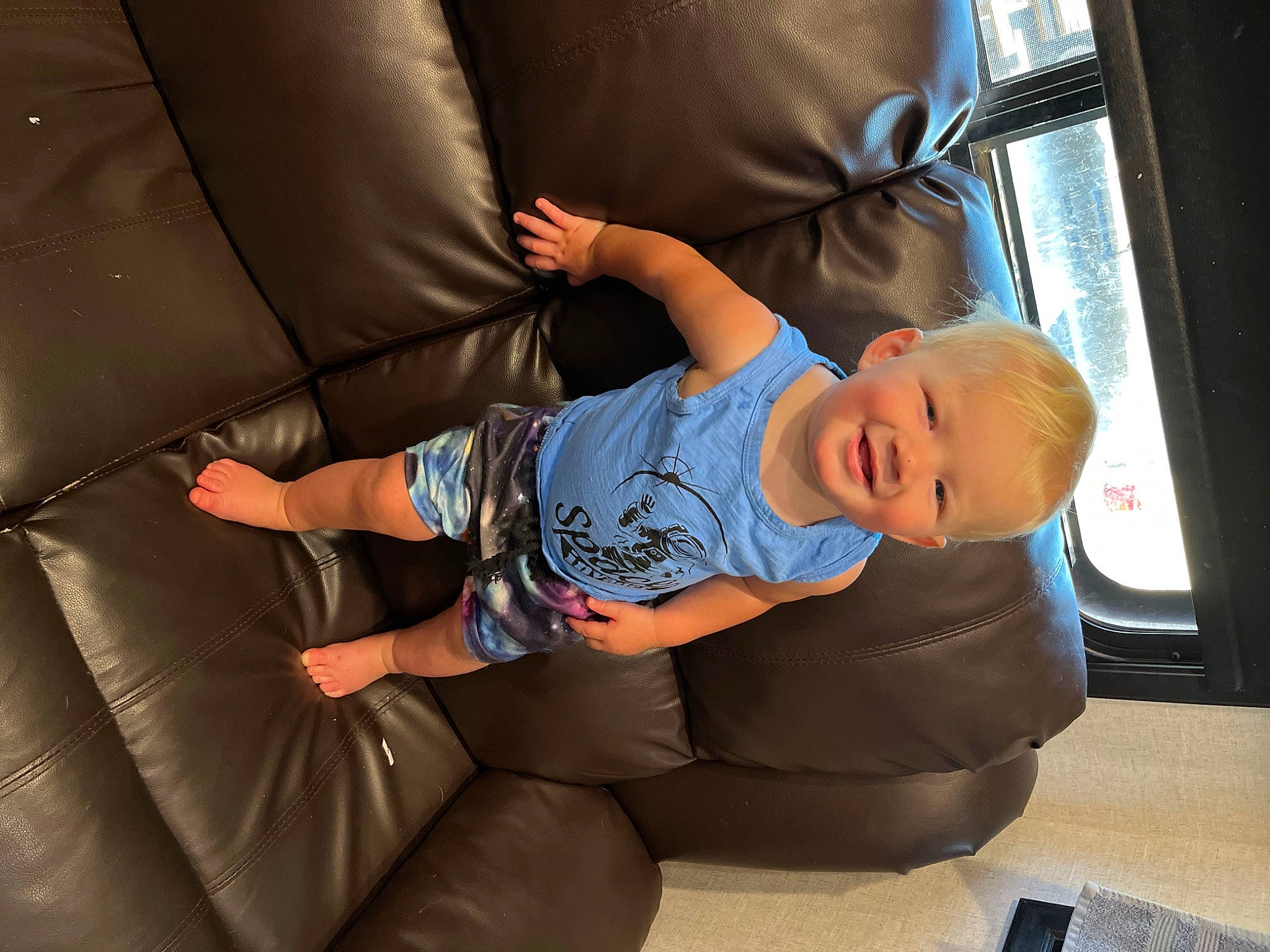 Kaiden joined the competition — help win amazing prizes! automotive_design, baby, baby_toddler_clothing, car_seat, child, comfort, couch, electric_blue, flooring, fun, human_leg, joy, knee, lap, luxury_vehicle, person, room, sitting, sock, thigh