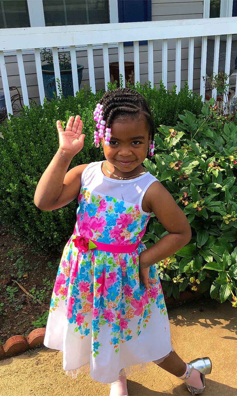 Zari Satchell joined the competition — help win amazing prizes! baby_toddler_clothing, day_dress, dress, electric_blue, event, fence, fun, grass, happy, human_leg, joy, leisure, magenta, one_piece_garment, people_in_nature, person, pink, plant, smile, summer