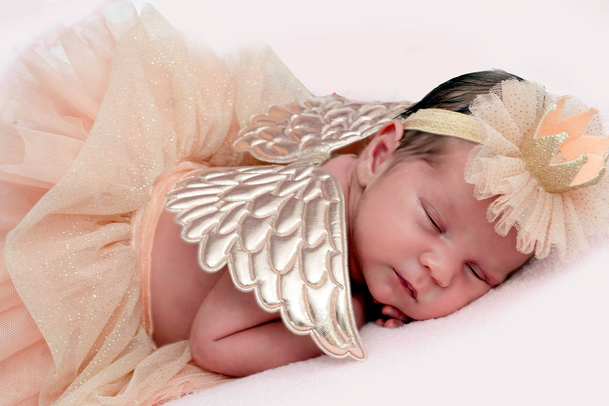Emily is registered to the contest to win money with this photo: baby, baby_sleeping, baby_toddler_clothing, bridal_accessory, child, comfort, costume_hat, ear, eye, eyelash, flash_photography, hair_accessory, happy, head, headband, headgear, headpiece, headwear, jewellery, person