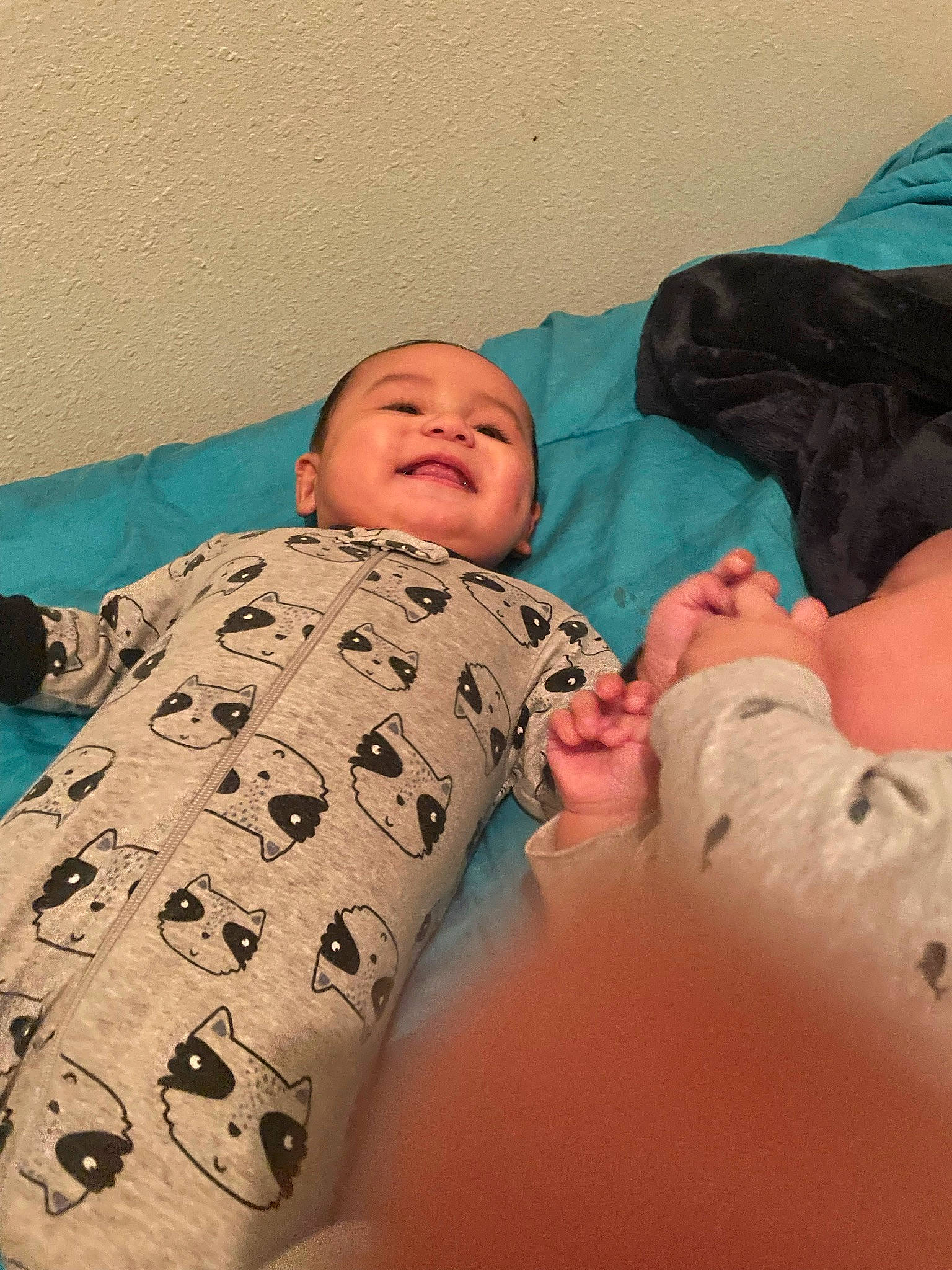 Cruz joined the competition — help win amazing prizes! baby, baby_sleeping, baby_toddler_clothing, bedtime, cheek, child, comfort, happy, linens, mammal, nap, pattern, person, room, sitting, skin, sleep, sleeve, smile, t_shirt