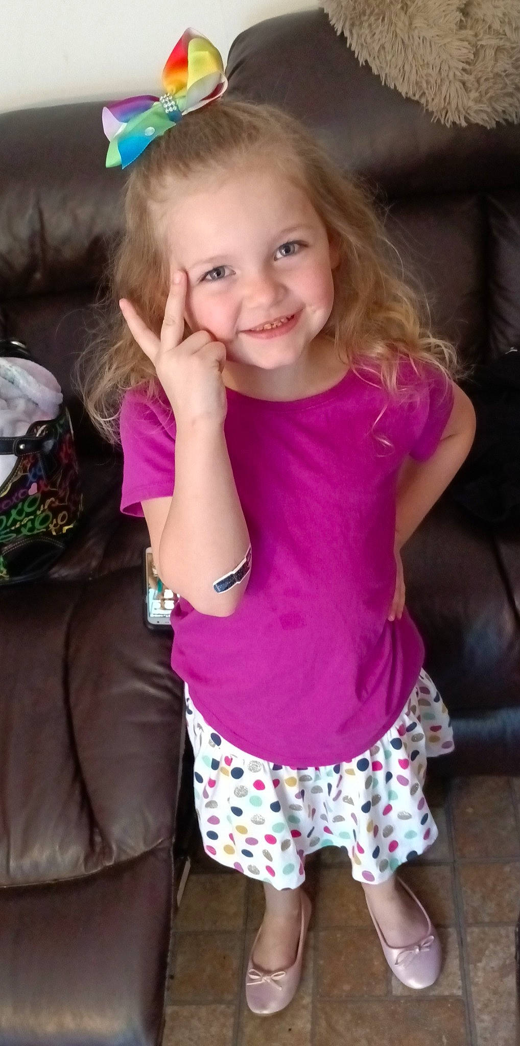 Hayven joined the competition — help win amazing prizes! baby_toddler_clothing, cool, eyelash, facial_expression, gesture, hairstyle, hand, happy, head, iris, joy, lip, neck, organ, person, photograph, pink, purple, skin, sleeve