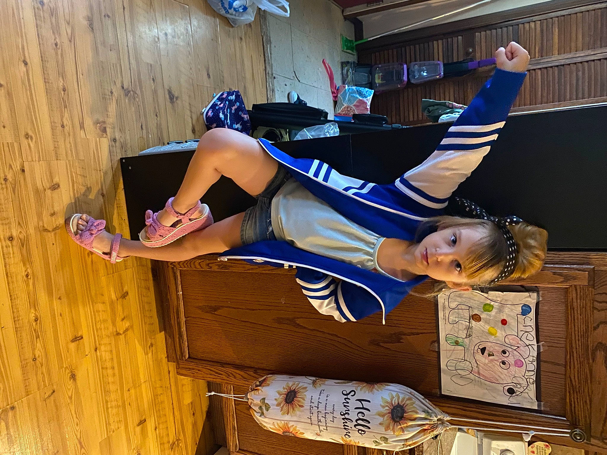 Cheyanne joined the competition — help win amazing prizes! abdomen, balance, blue, elbow, electric_blue, fashion_design, flooring, fun, high_heels, human_leg, knee, leg, performing_arts, person, sandal, sitting, sportswear, street_fashion, thigh, waist