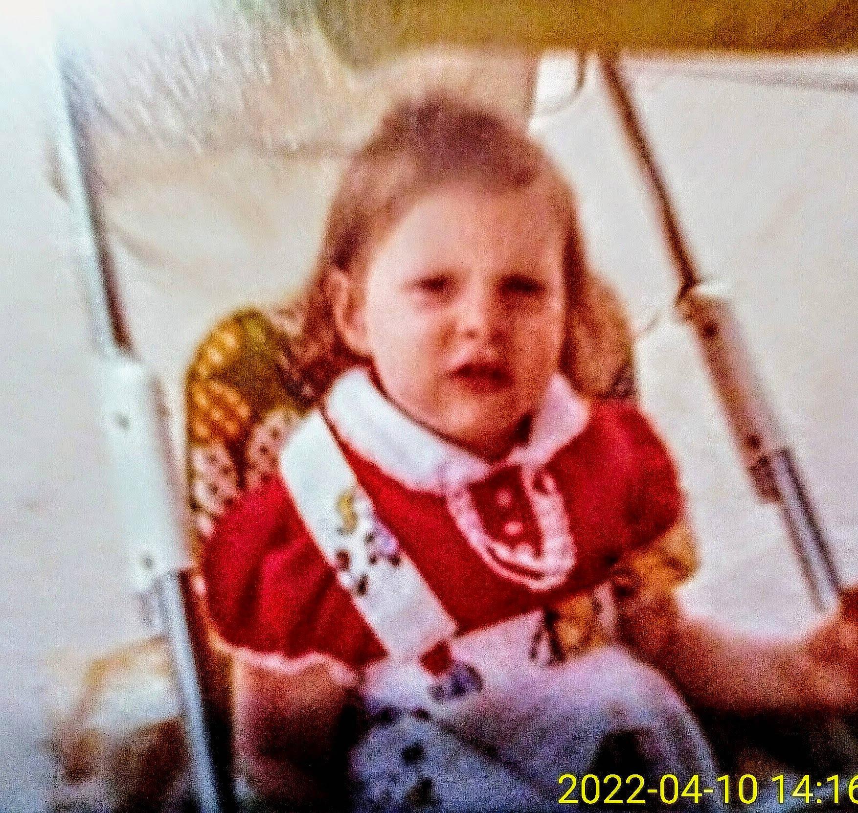 Lisa joined the competition — help win amazing prizes! baby, baby_toddler_clothing, cheek, child, comfort, fur, happy, iris, linens, pattern, person, portrait, portrait_photography, sitting, sleeve, swing, toddler, vintage_clothing, wood