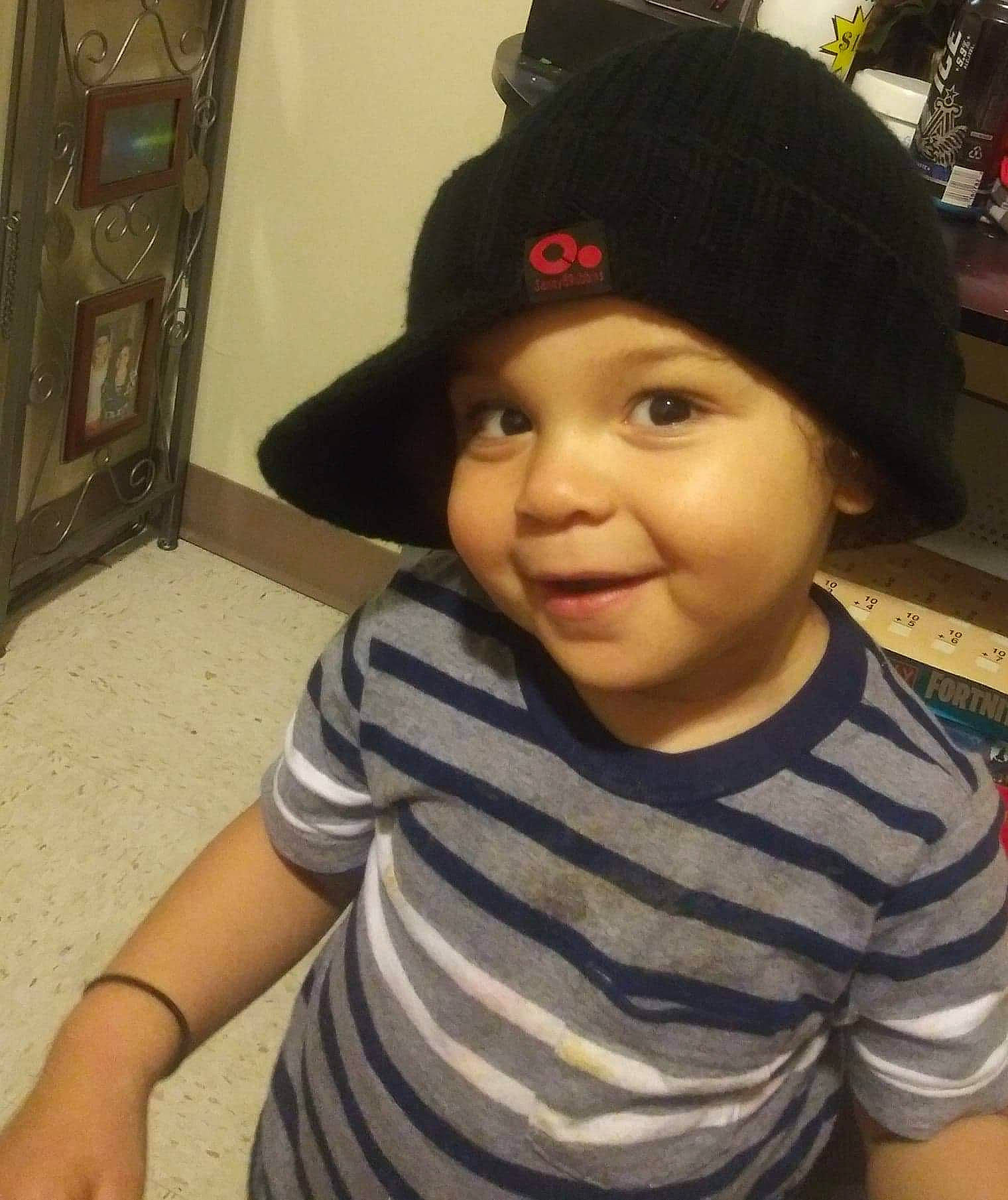 Zaylen is registered to the contest to win money with this photo: black_hair, cap, child, clothing, cool, fashion_accessory, hat, head, headgear, headwear, knit_cap, person, toddler
