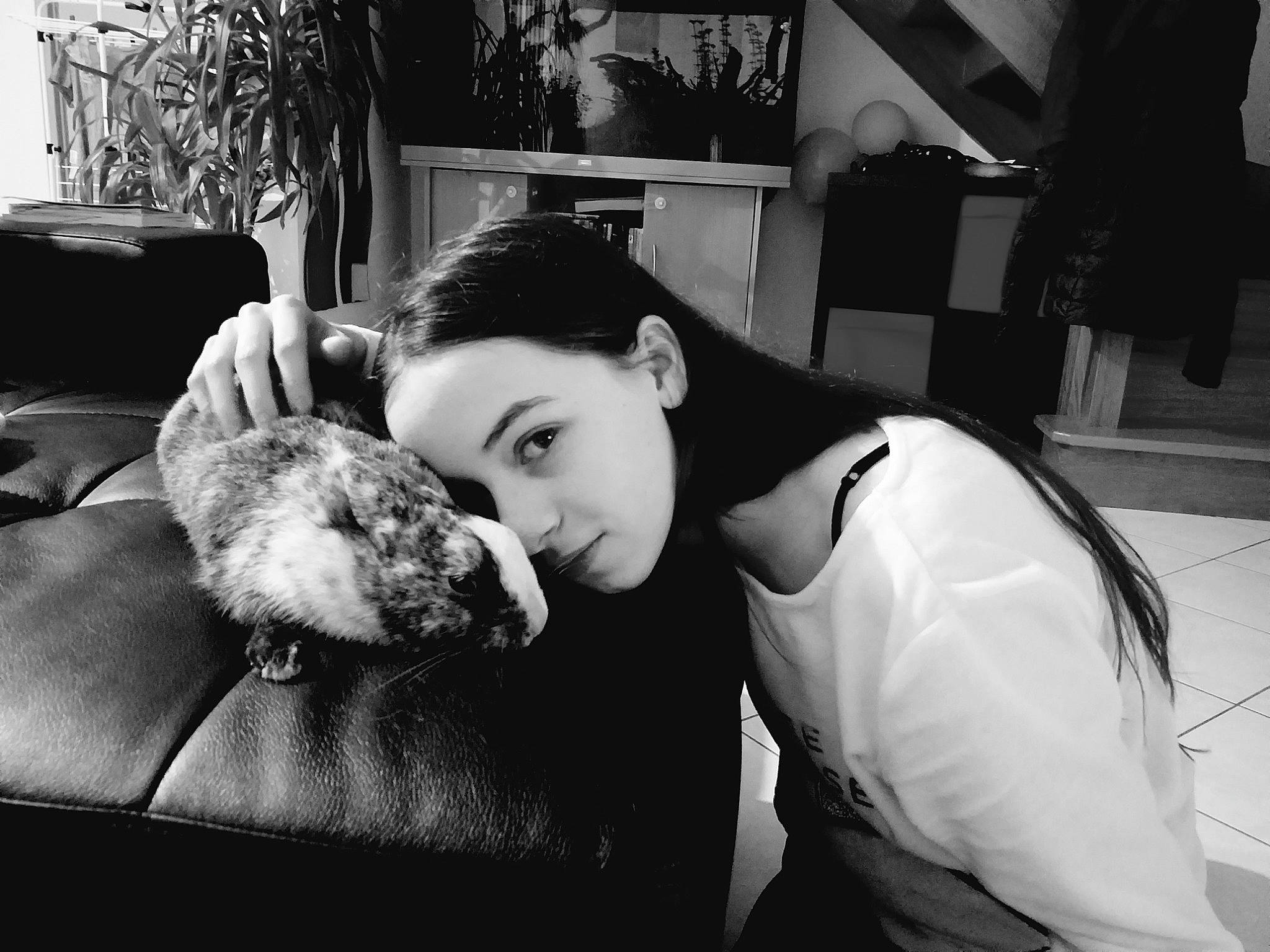 énora participe au concours pour gagner de l'argent avec cette photo : black_and_white, carnivore, comfort, companion_dog, dog_breed, felidae, fur, houseplant, monochrome, monochrome_photography, person, picture_frame, plant, room, sitting, small_to_medium_sized_cats, sporting_group, stuffed_toy, style, toy