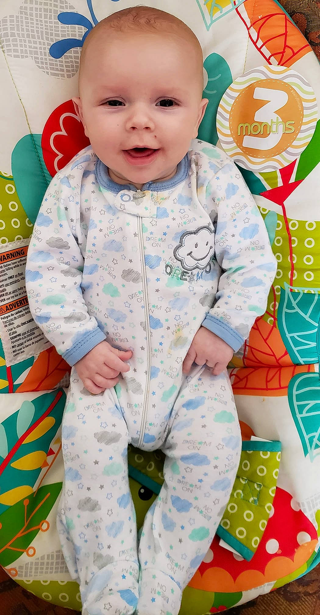 Reed is registered to the contest to win money with this photo: baby, baby_toddler_clothing, child, outerwear, pajamas, pattern, person, sleeve, textile, toddler