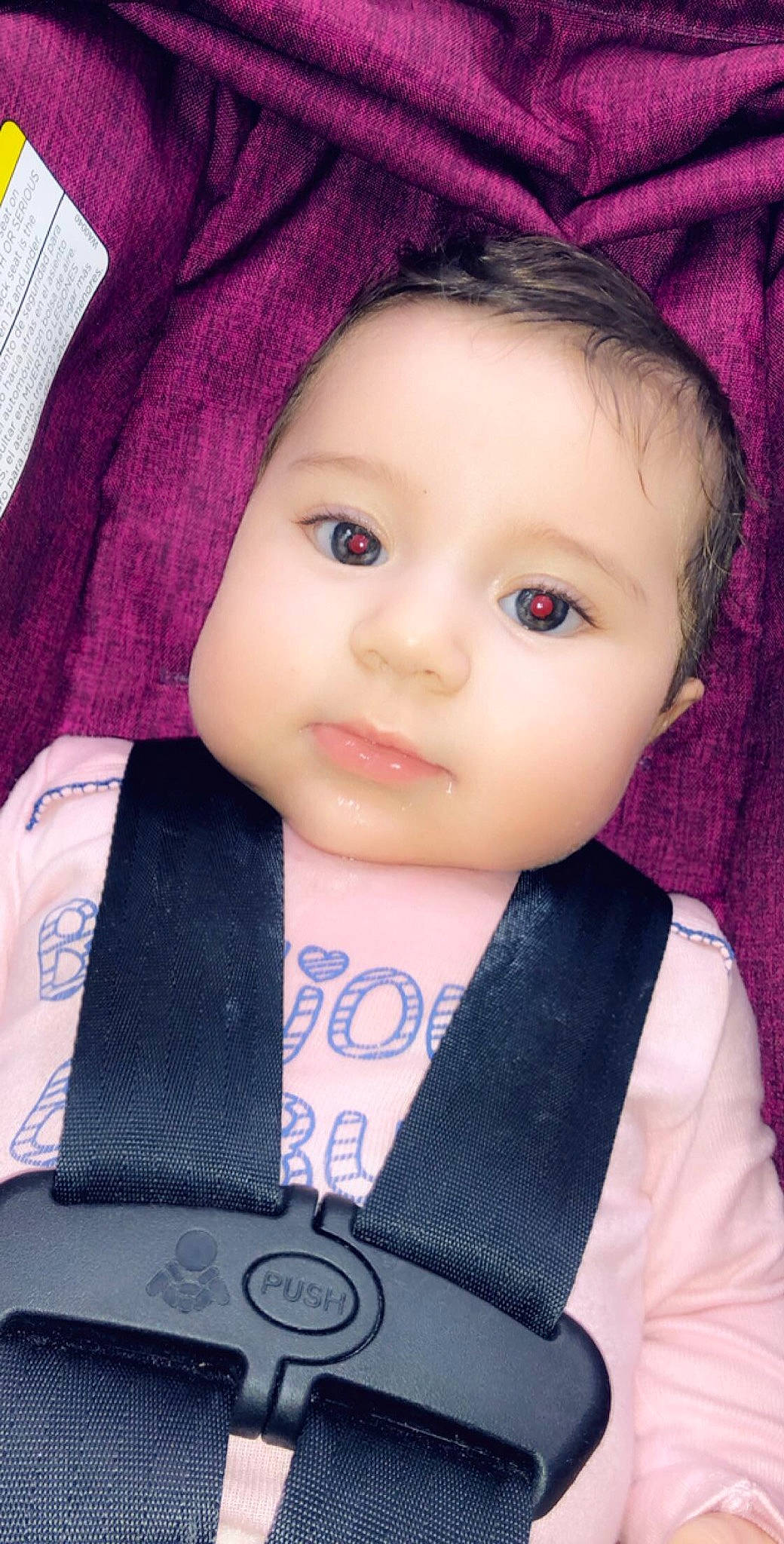 Zayla is registered to the contest to win money with this photo: baby, beauty, cheek, child, child_model, chin, eye, eyebrow, face, forehead, head, iris, lip, nose, person, purple, skin, smile, toddler, violet