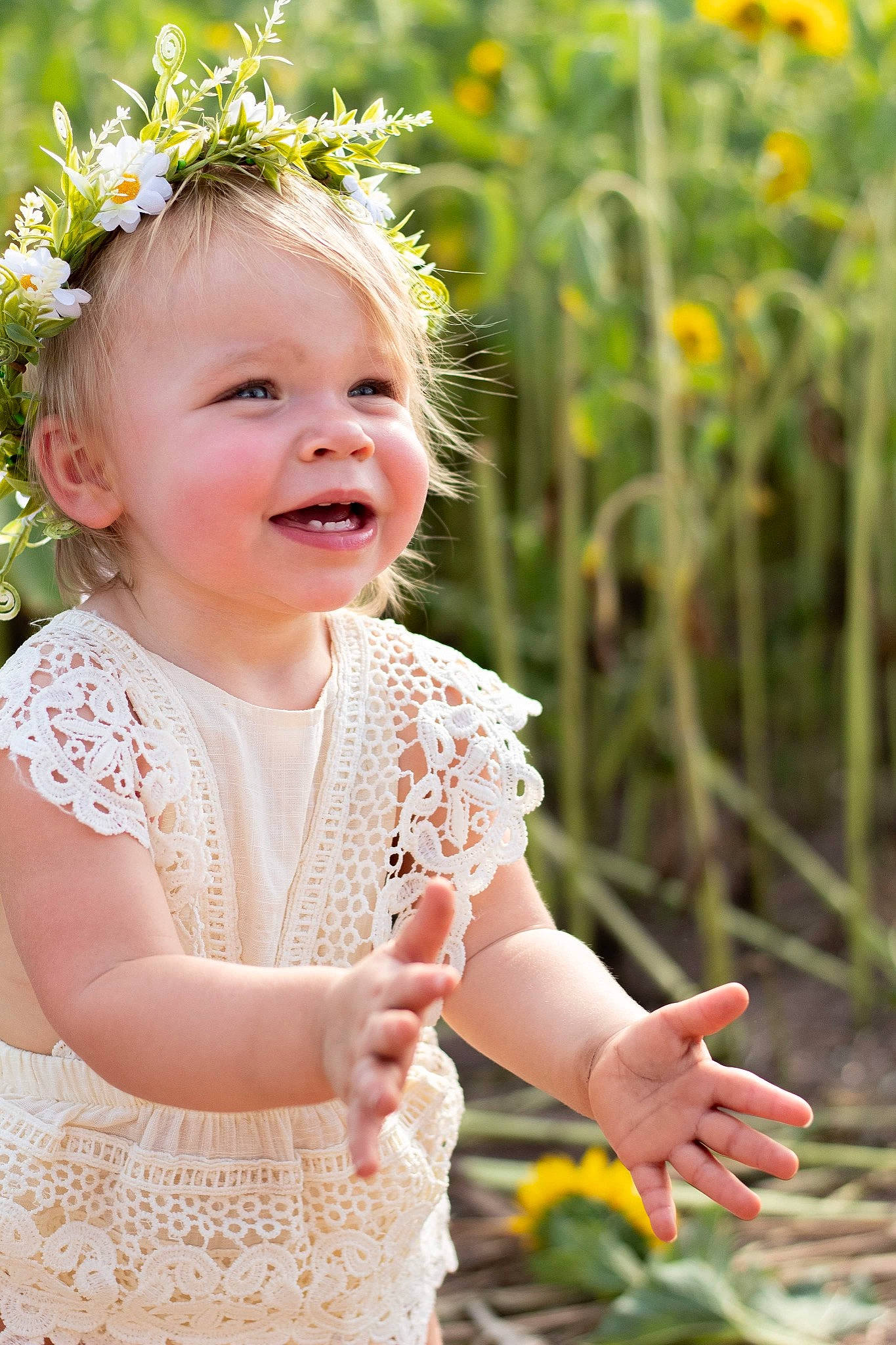 Avery is registered to the contest to win money with this photo: baby, baby_toddler_clothing, event, flower, fun, grass, green, happy, pattern, people_in_nature, person, photograph, pink, plant, skin, sleeve, smile, spring, summer, toddler