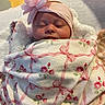 baby, blanket, child, cozy, cute, face, floral, flower, headband, indoors, infant, newborn, peaceful, pink, portrait, resting, sleeping, soft, toddler, wrapped