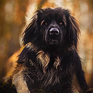 Memphys a rejoint le concours — aidez-le/la à gagner de superbes lots ! animal, autumn, black_fur, calm, canine, closeup, dog, eyes, fluffy, forest, laying_down, leaves, mammal, nature, nose, outdoor, pet, portrait, tan_fur, wild