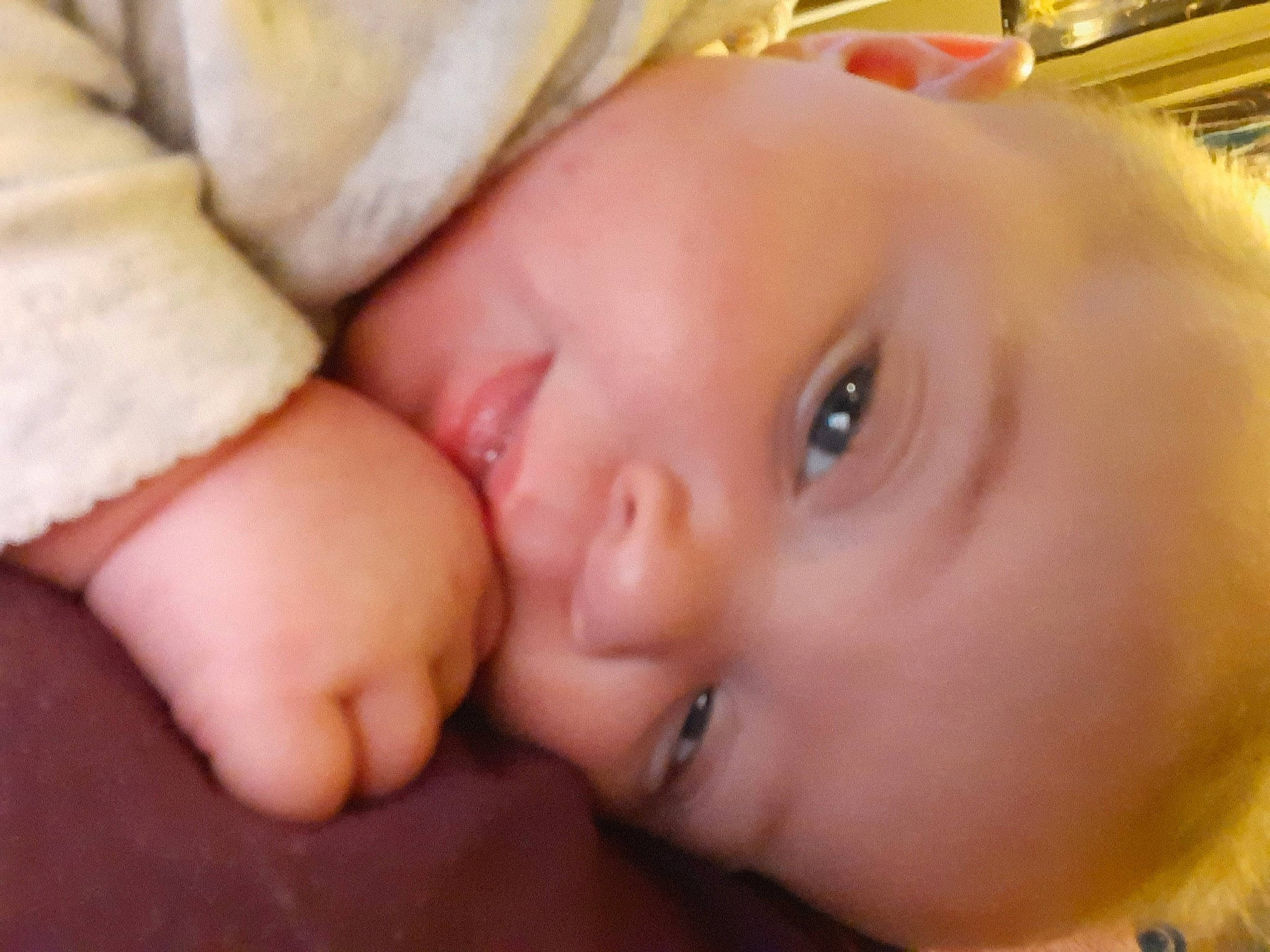 Alaina joined the competition — help win amazing prizes! baby, baby_toddler_clothing, cheek, child, chin, close_up, comfort, eyebrow, eyelash, forehead, lip, nail, nap, person, skin, toddler, yellow