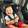Cyphyr Pineda is registered to the contest to win money with this photo: child, toddler, car_seat, smile, happy, seatbelt, clothing, shorts, tshirt, bracelet, necklace, car_interior, window, shoe, footwear, seat, safety, baby, cute, portrait
