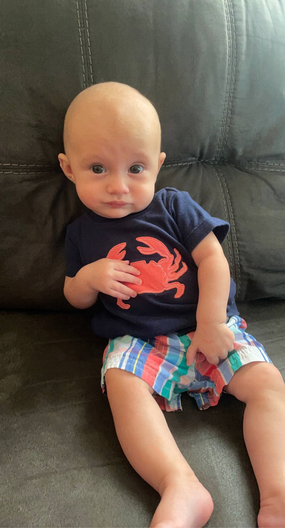 Tucker joined the competition — help win amazing prizes! arm, baby, baby_toddler_clothing, clothing, comfort, eye, finger, human_body, iris, joint, knee, leg, muscle, neck, person, shoulder, skin, sleeve, textile, thigh