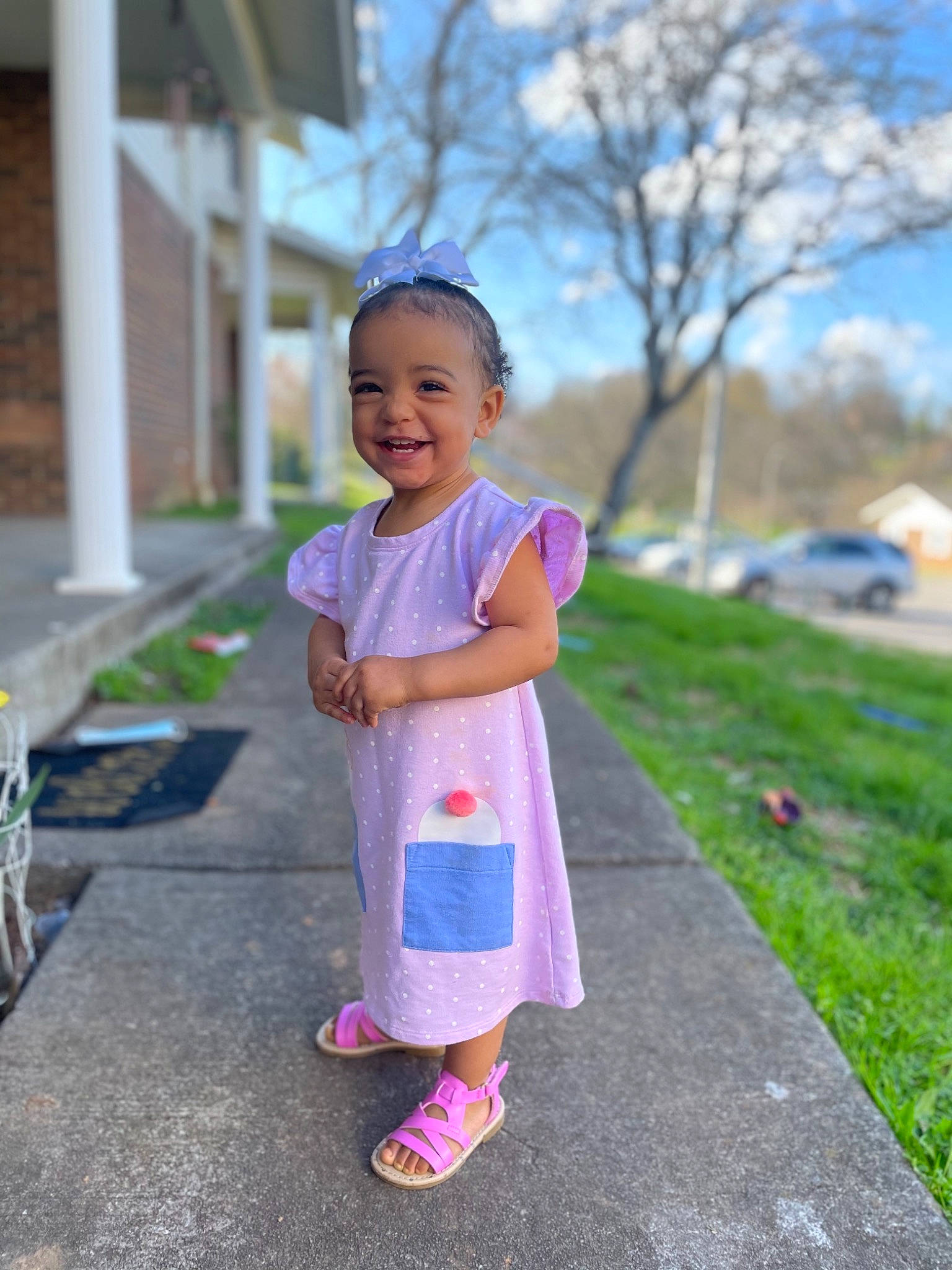 Penelope joined the competition — help win amazing prizes! asphalt, baby, baby_toddler_clothing, child, city, electric_blue, fun, grass, happy, joy, leisure, magenta, people_in_nature, person, pink, plant, recreation, road, sky, smile
