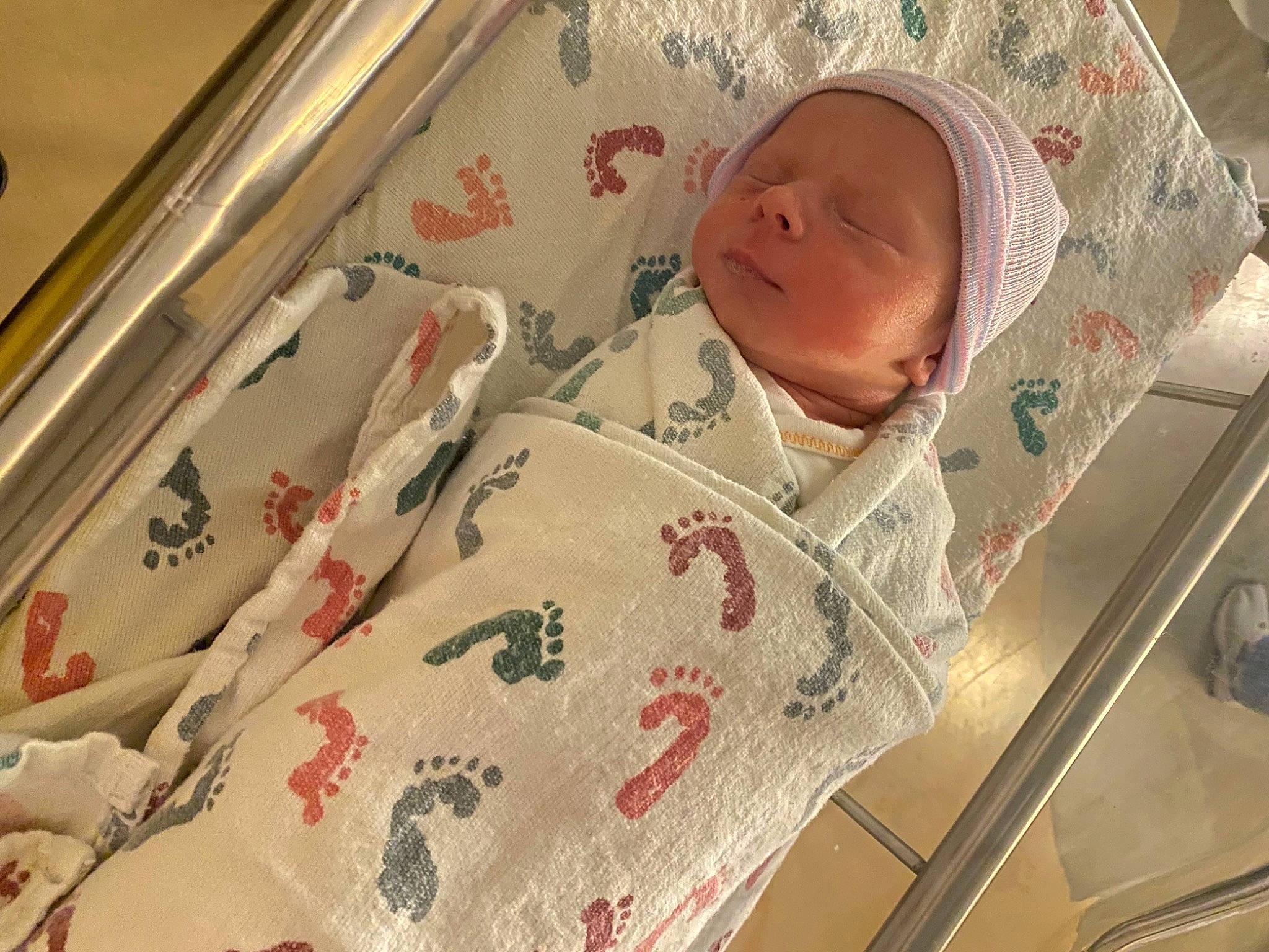 Carsen joined the competition — help win amazing prizes! baby, baby_products, baby_safety, baby_sleeping, baby_toddler_clothing, bedding, bedtime, carmine, child, comfort, creative_arts, hat, hospital, infant_bed, laundry_room, linens, pattern, person, room, textile