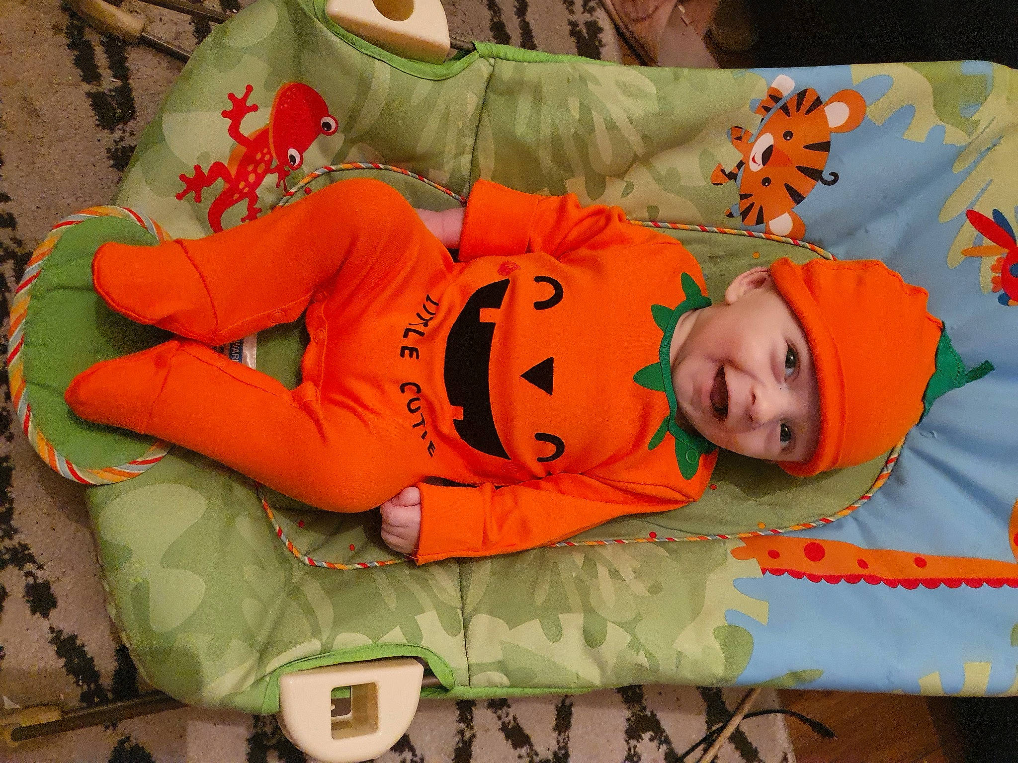 Cayde joined the competition — help win amazing prizes! baby, baby_products, baby_sleeping, baby_toddler_clothing, bedtime, child, comfort, costume, event, font, fun, happy, headwear, linens, nap, orange, pattern, person, room, sleep