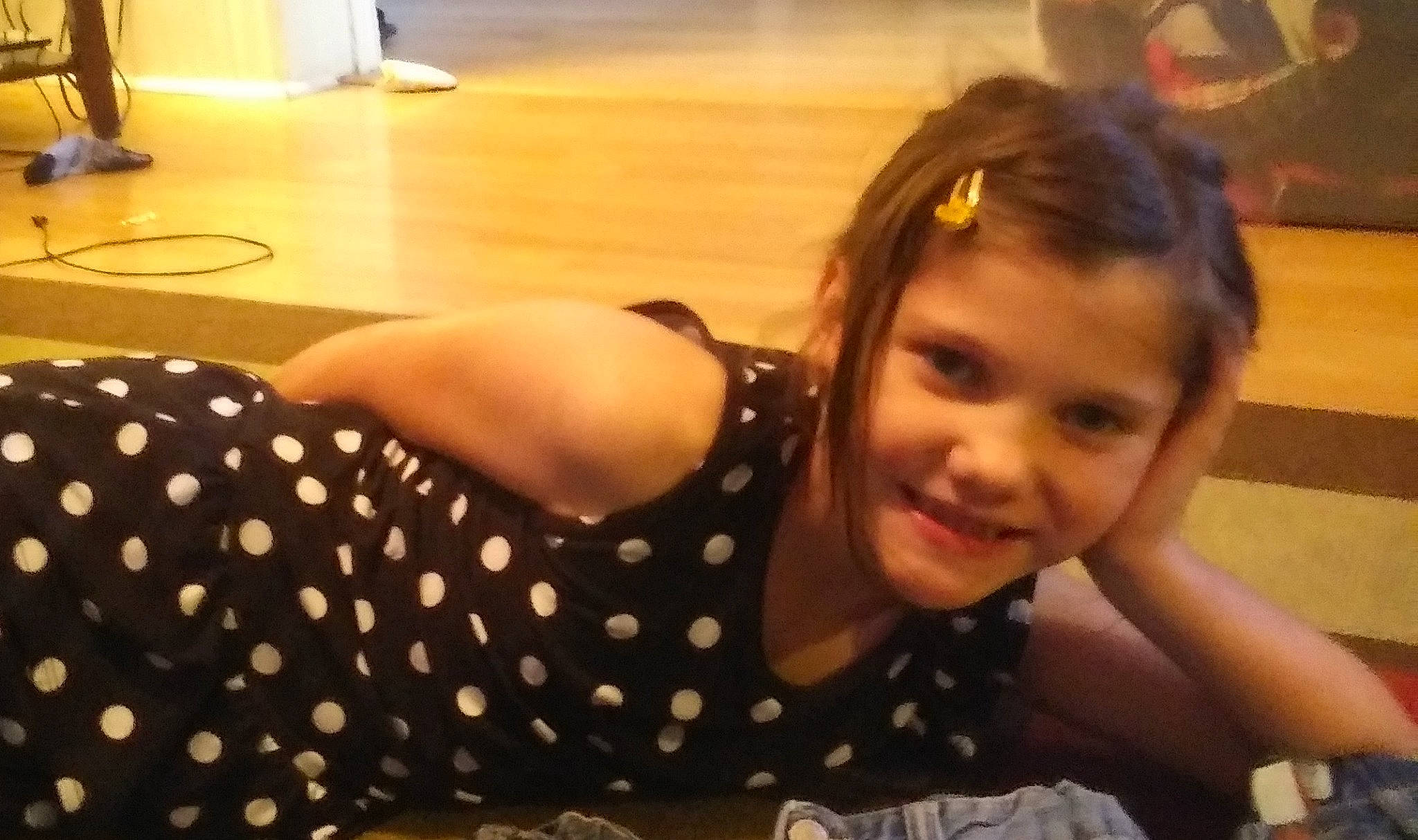 Emilee is registered to the contest to win money with this photo: abdomen, arm, black_hair, cheek, child, design, ear, eye, fun, hair, head, joy, lady, leg, long_hair, mouth, nose, organ, pattern, person