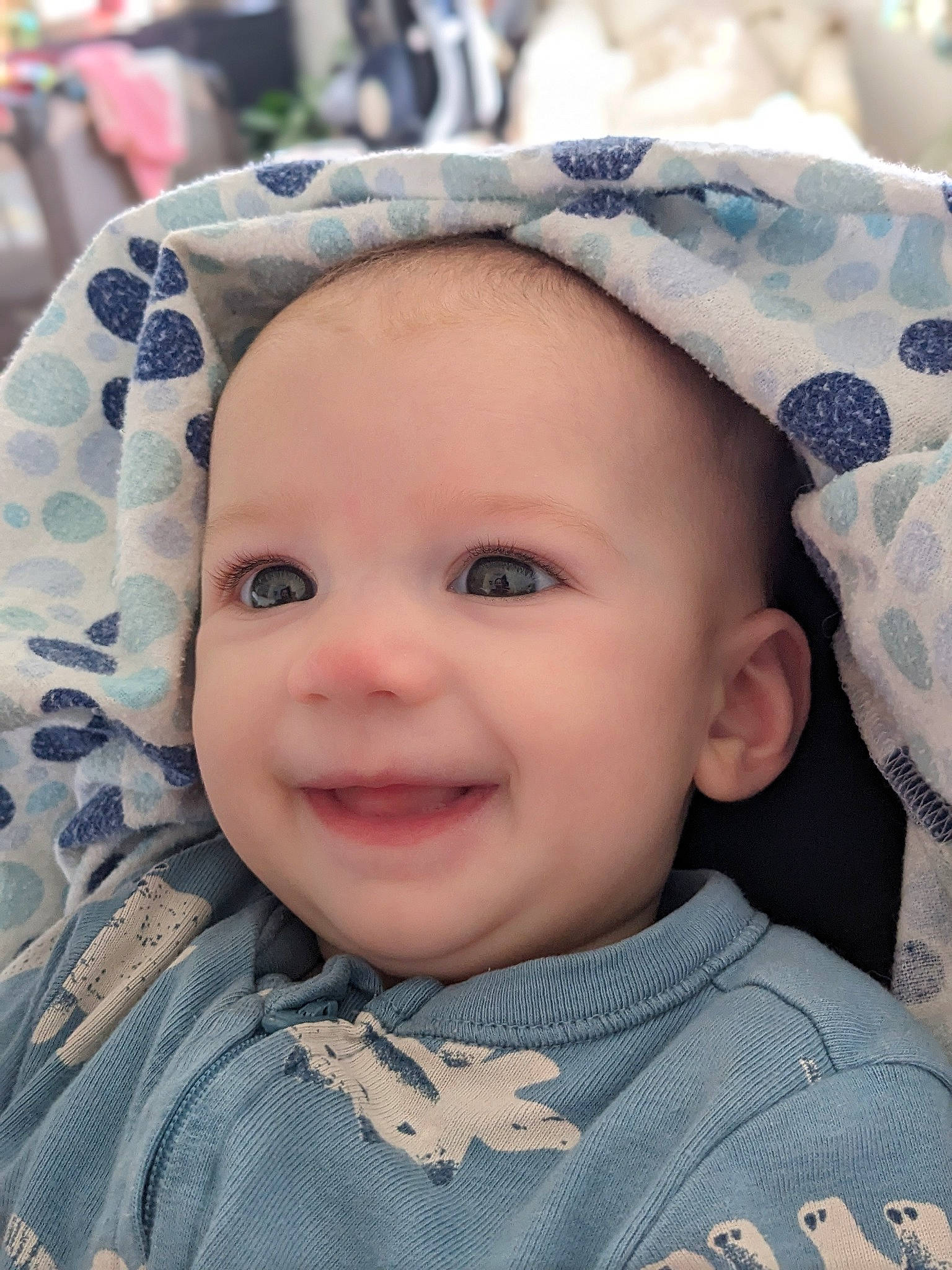 Izzy joined the competition — help win amazing prizes! baby, blue, cheek, cool, eye, eyebrow, eyelash, face, facial_expression, happy, hat, head, headgear, iris, joy, lip, organ, person, skin, sleeve