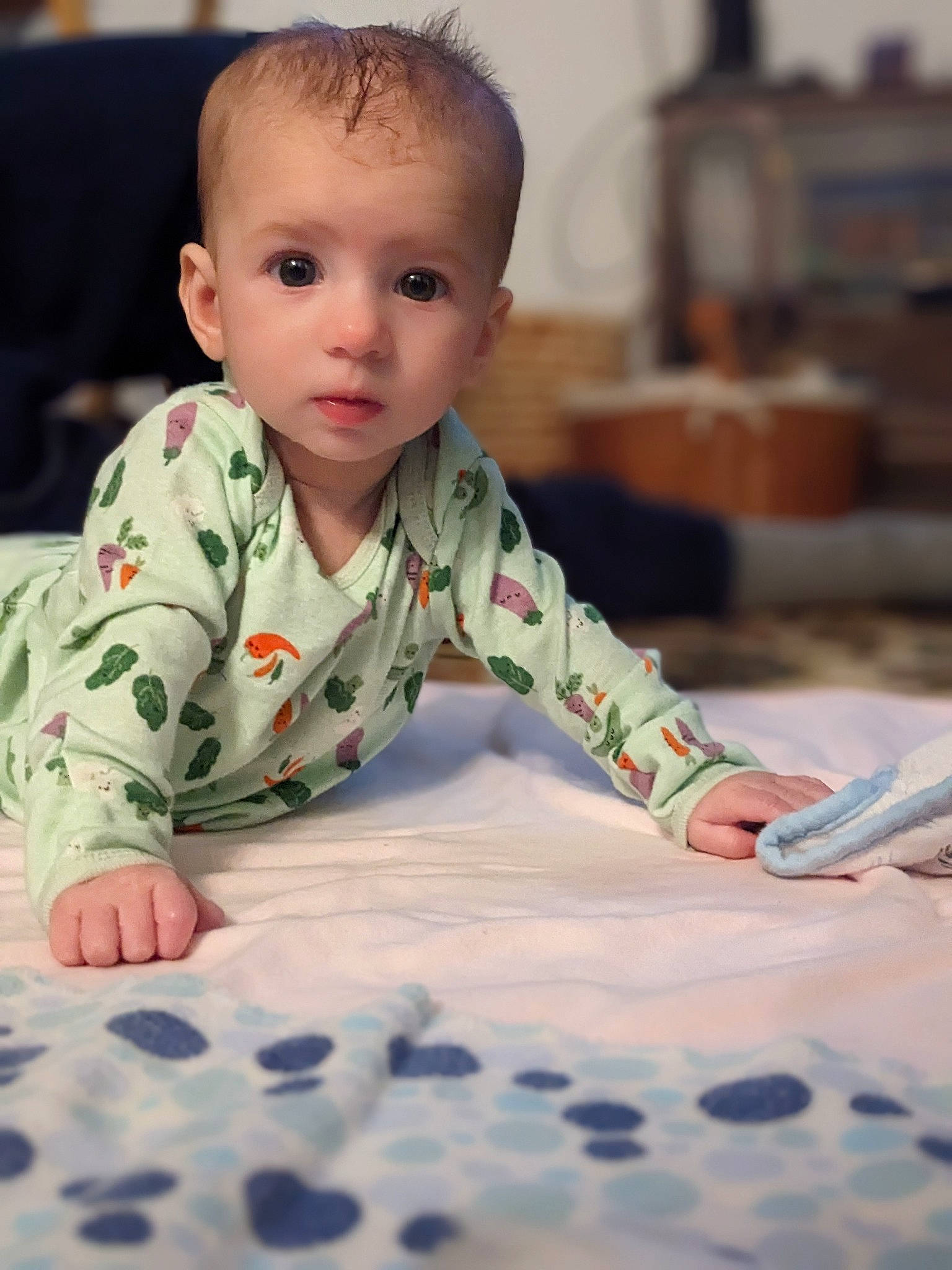Izzy joined the competition — help win amazing prizes! baby, baby_toddler_clothing, cheek, child, comfort, crawling, floor, flooring, fun, happy, head, pattern, person, photograph, sitting, skin, sleeve, smile, table, toddler