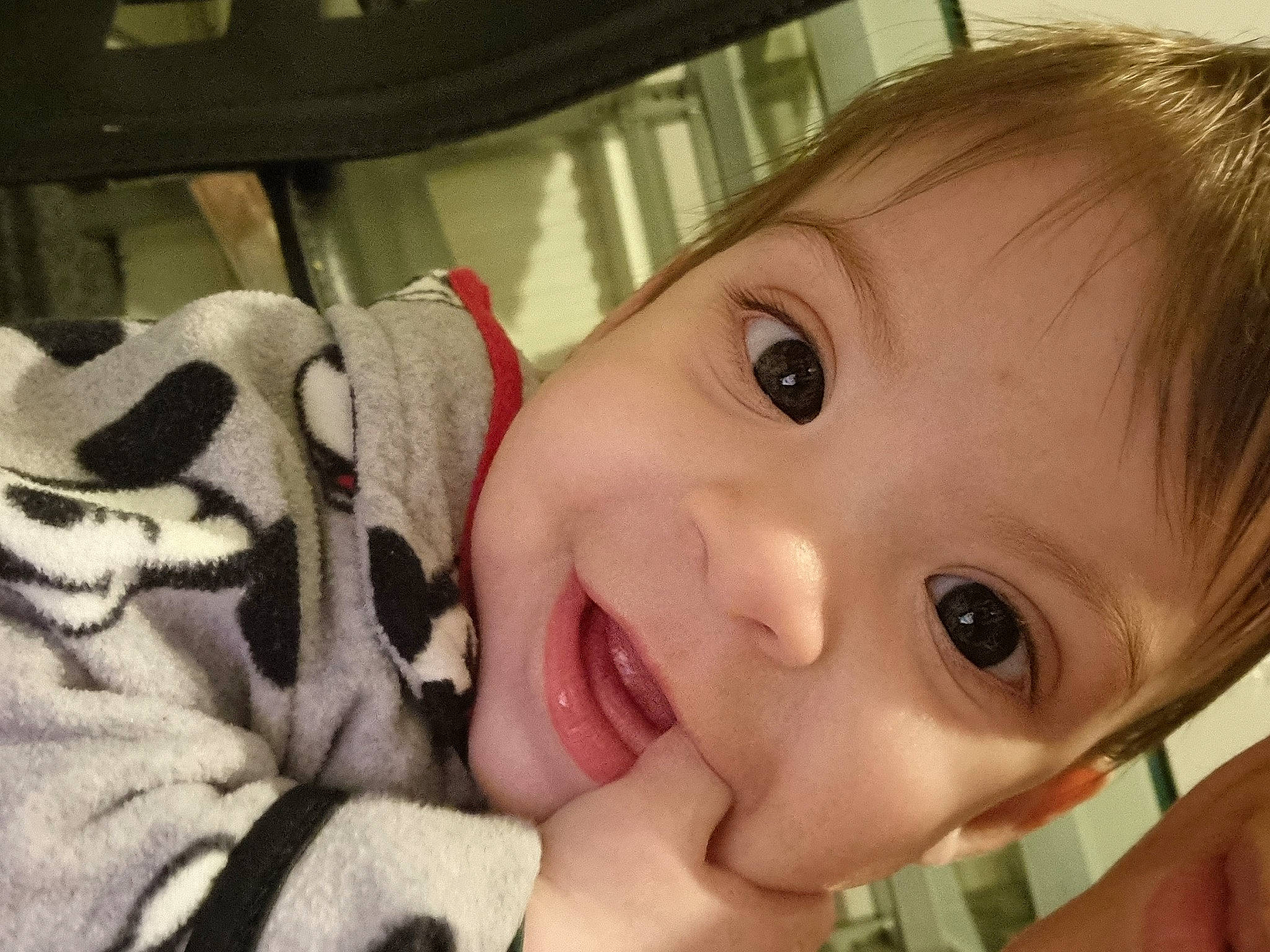Dominic is registered to the contest to win money with this photo: baby, baby_toddler_clothing, cheek, child, close_up, ear, eyelash, face, fun, gesture, happy, lip, mammal, mouth, nose, person, skin, smile, toddler, vertebrate