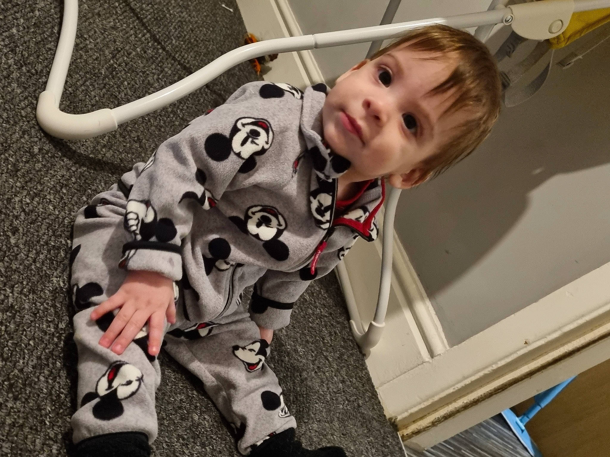 Dominic is registered to the contest to win money with this photo: baby, baby_products, baby_toddler_clothing, carmine, child, comfort, elbow, fun, happy, head, leisure, pattern, person, personal_protective_equipment, play, recreation, sitting, smile, t_shirt, toddler