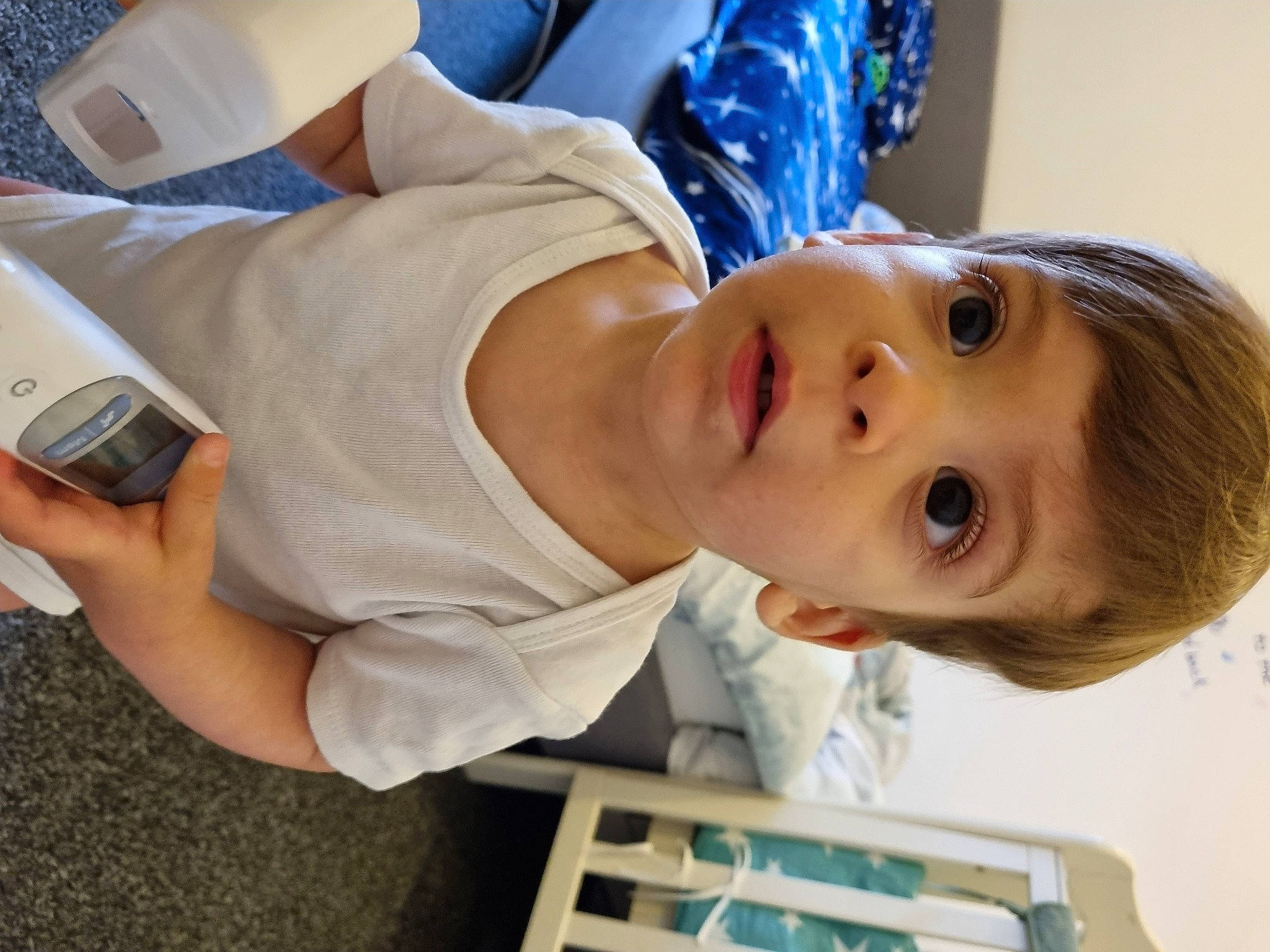 Dominic joined the competition — help win amazing prizes! chest, child, comfort, elbow, eyelash, fun, happy, hat, leisure, mobile_phone, nose, person, portrait_photography, room, sitting, toddler, vacation