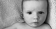 John joined the competition — help win amazing prizes! baby, black_and_white, blanket, child, comfort, cute, expression, eyes, face, head, infant, lying_down, monochrome, pacifier, portrait, shoulder, skin, soft, texture, young