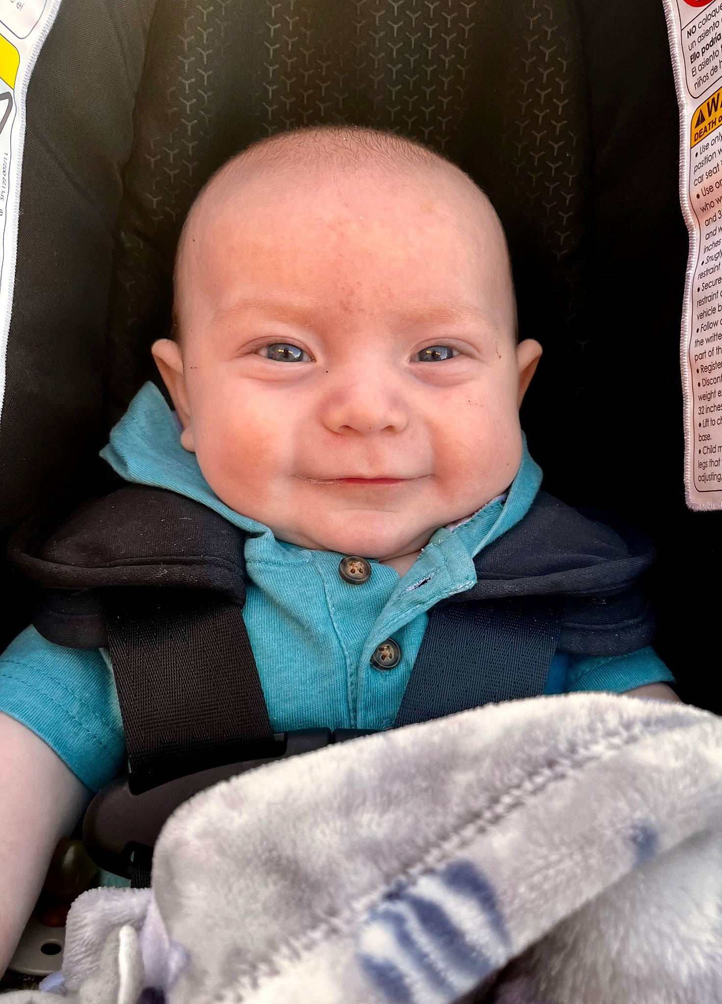 Jaycen joined the competition — help win amazing prizes! azure, baby, baby_carriage, baby_in_car_seat, baby_products, baby_safety, baby_toddler_clothing, car_seat, cheek, comfort, electric_blue, iris, nose, person, product, seat_belt, skin, sleeve, smile, textile
