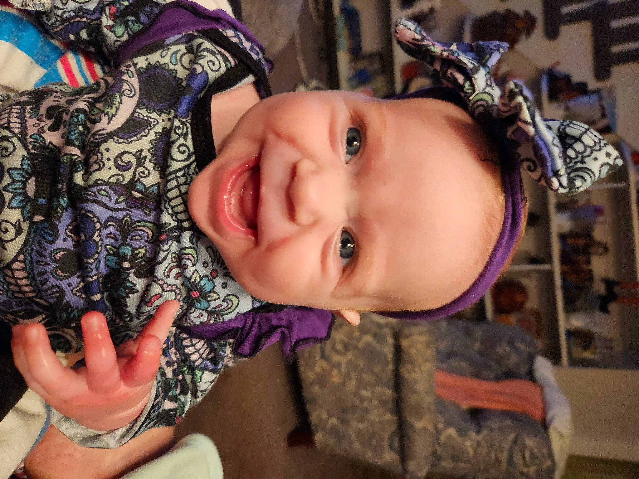 Aurora joined the competition — help win amazing prizes! baby, beauty, cheek, child, eyelash, facial_expression, gesture, happy, iris, joy, lip, mouth, nose, person, pink, purple, skin, smile, thumb, toddler