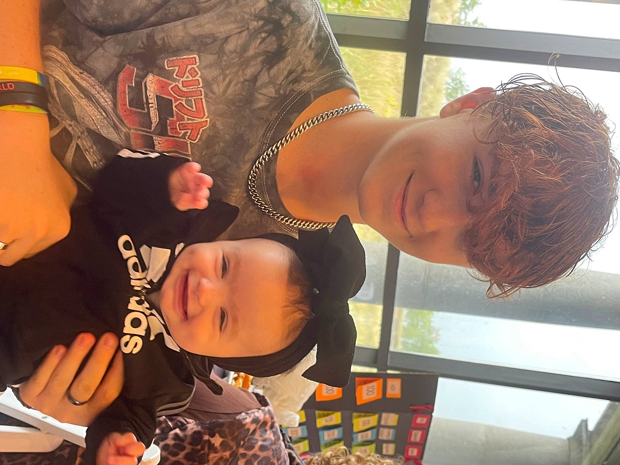 Juniper joined the competition — help win amazing prizes! arm, art, baby, black_hair, child, elbow, eyewear, fun, hair, happy, joy, leisure, mouth, neck, pattern, person, t_shirt, toddler, visual_arts