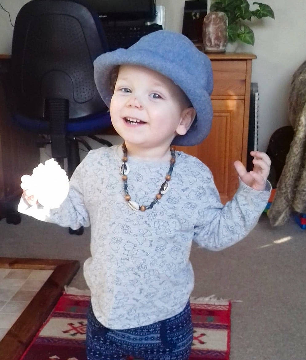 Rupert joined the competition — help win amazing prizes! cap, child, clothing, fashion_accessory, hat, headgear, joy, person, sleeve, smile, standing, sun_hat, toddler