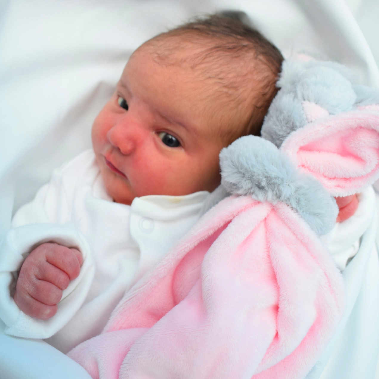 Freya joined the competition — help win amazing prizes! architecture, baby, bed, blanket, bodypart, building, face, finger, furniture, hand, happy, head, hospital, newborn, person, photography, portrait, sleeping, smile, towel