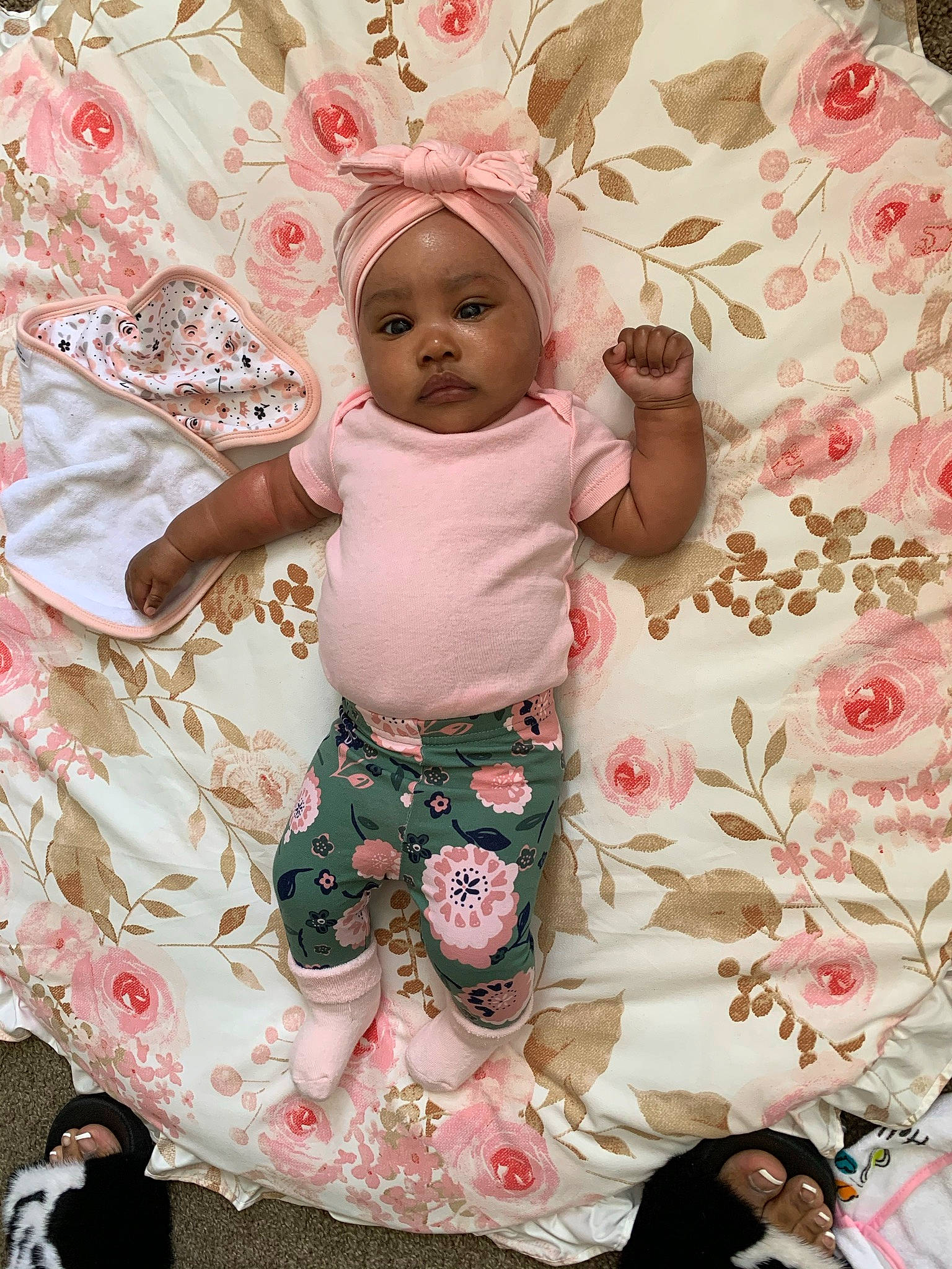 Norielle is registered to the contest to win money with this photo: baby, baby_products, baby_safety, baby_toddler_clothing, cheek, child, happy, linens, magenta, pattern, peach, person, pink, room, sitting, skin, sleeve, textile, toddler, white
