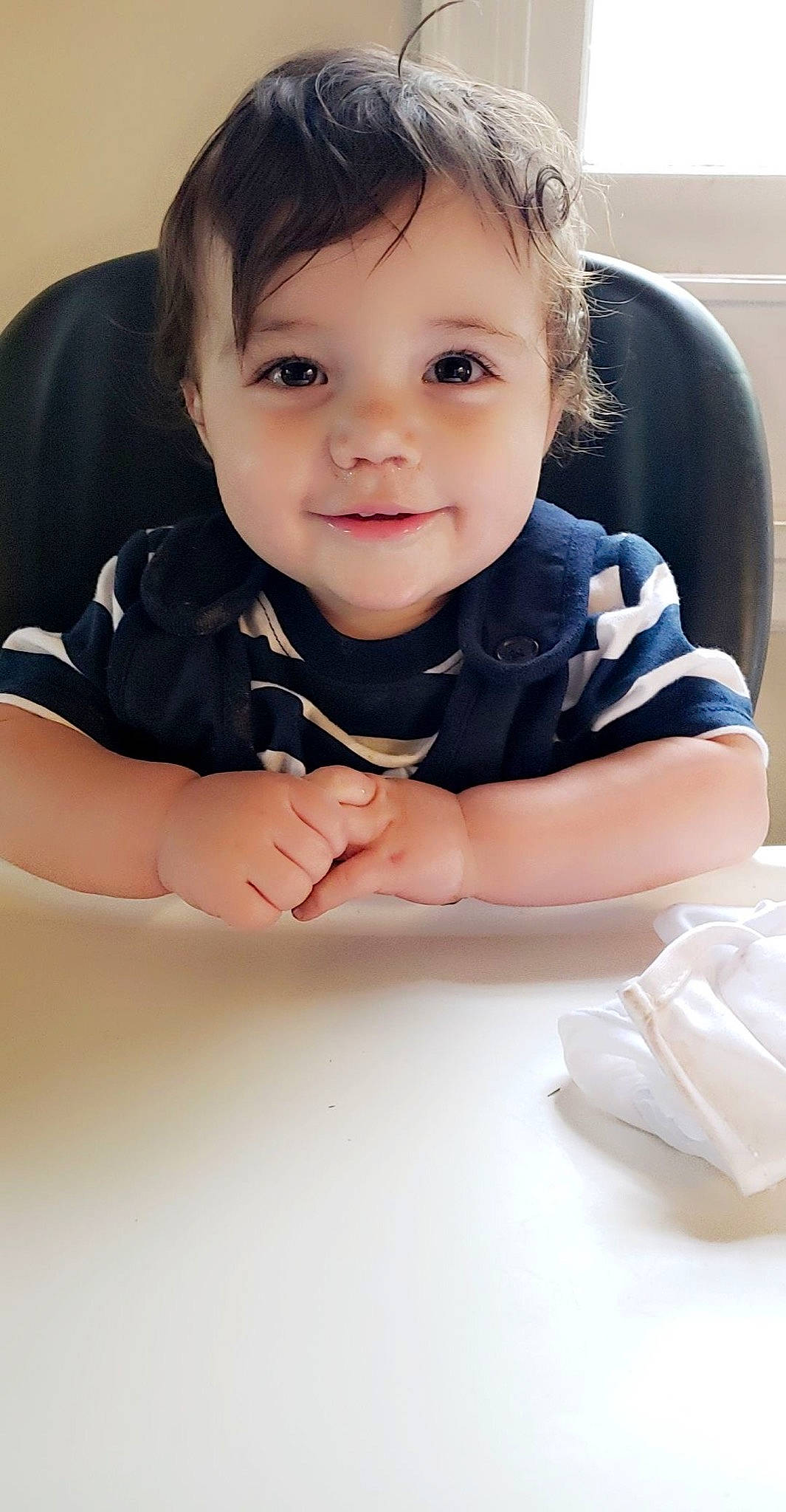 Gavin joined the competition — help win amazing prizes! arm, baby, baby_toddler_clothing, cheek, child, dress, elbow, eyebrow, eyelash, face, finger, flash_photography, gesture, happy, iris, joy, person, skin, sleeve, smile