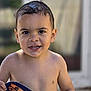 child, cute, daylight, eyes, face, fun, hair, happy, holding, outdoor, person, portrait, shirtless, skin, smiling, summer, toddler, toy, water_droplets, wet