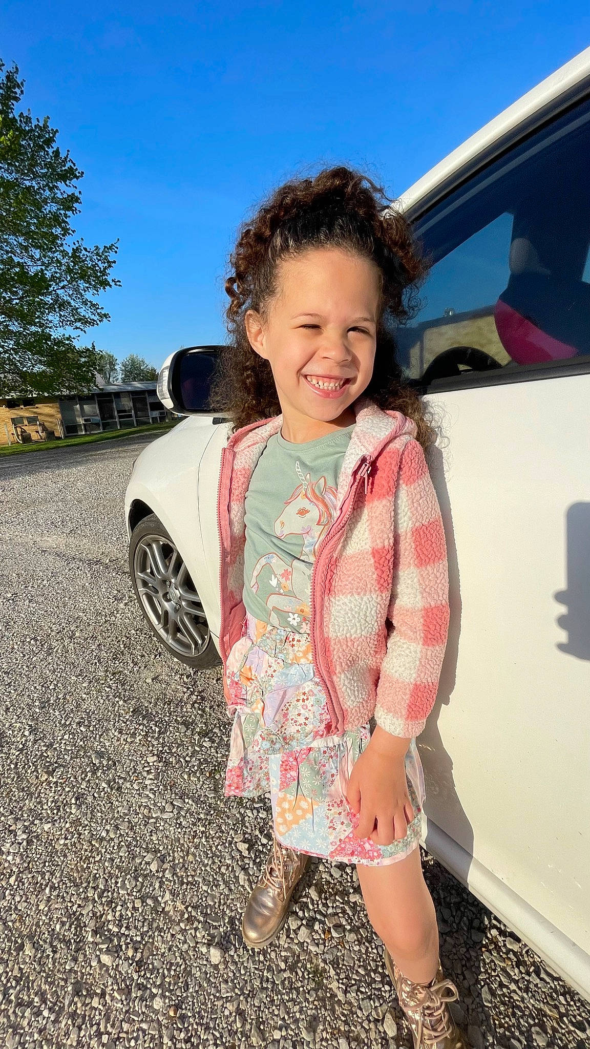 Azalea joined the competition — help win amazing prizes! automotive_design, automotive_exterior, automotive_lighting, automotive_tire, automotive_wheel_system, bumper, dress, flash_photography, fun, grass, happy, joy, motor_vehicle, person, sky, smile, tints_and_shades, tire, toddler, travel