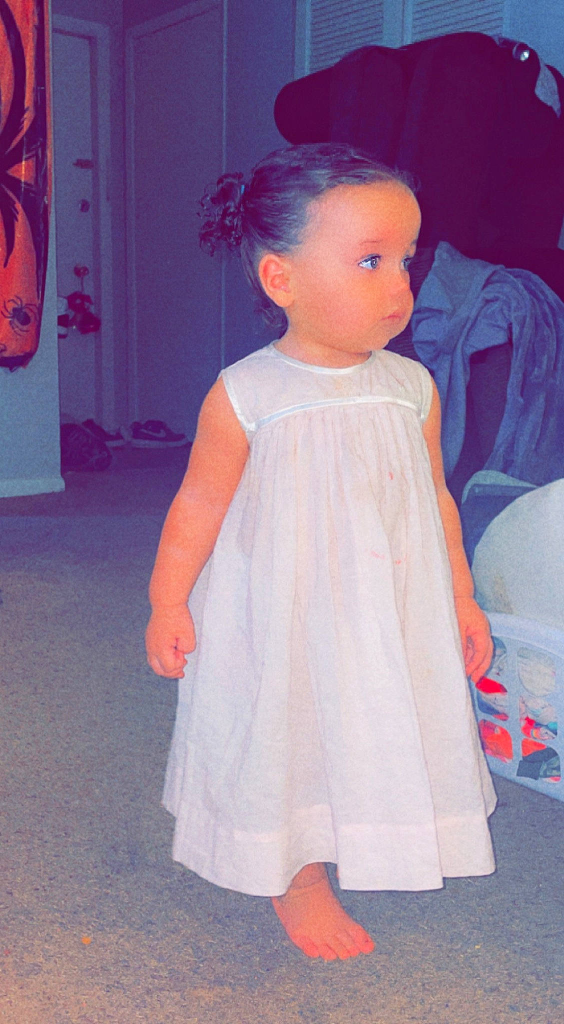 Ella joined the competition — help win amazing prizes! baby_toddler_clothing, bridal_accessory, bridal_party_dress, day_dress, dress, embellishment, fashion_design, flooring, formal_wear, gown, hairstyle, joint, one_piece_garment, organ, person, pink, shoulder, sleeve, standing, toddler