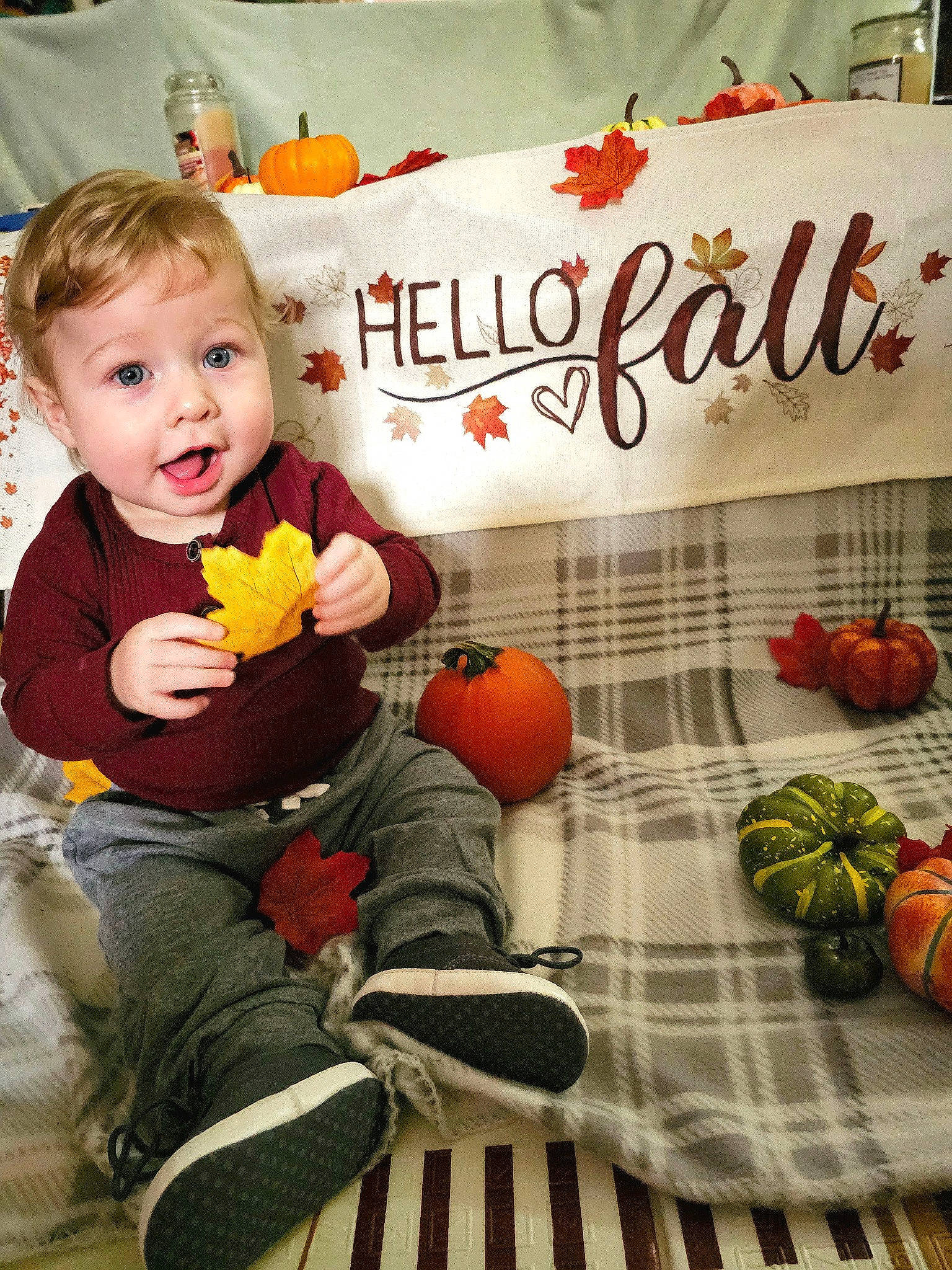 Finnan joined the competition — help win amazing prizes! baby_toddler_clothing, calabaza, cucurbita, food_group, gourd, happy, local_food, natural_foods, orange, person, plant, produce, pumpkin, recipe, smile, squash, superfood, surprise, toddler, vegetable