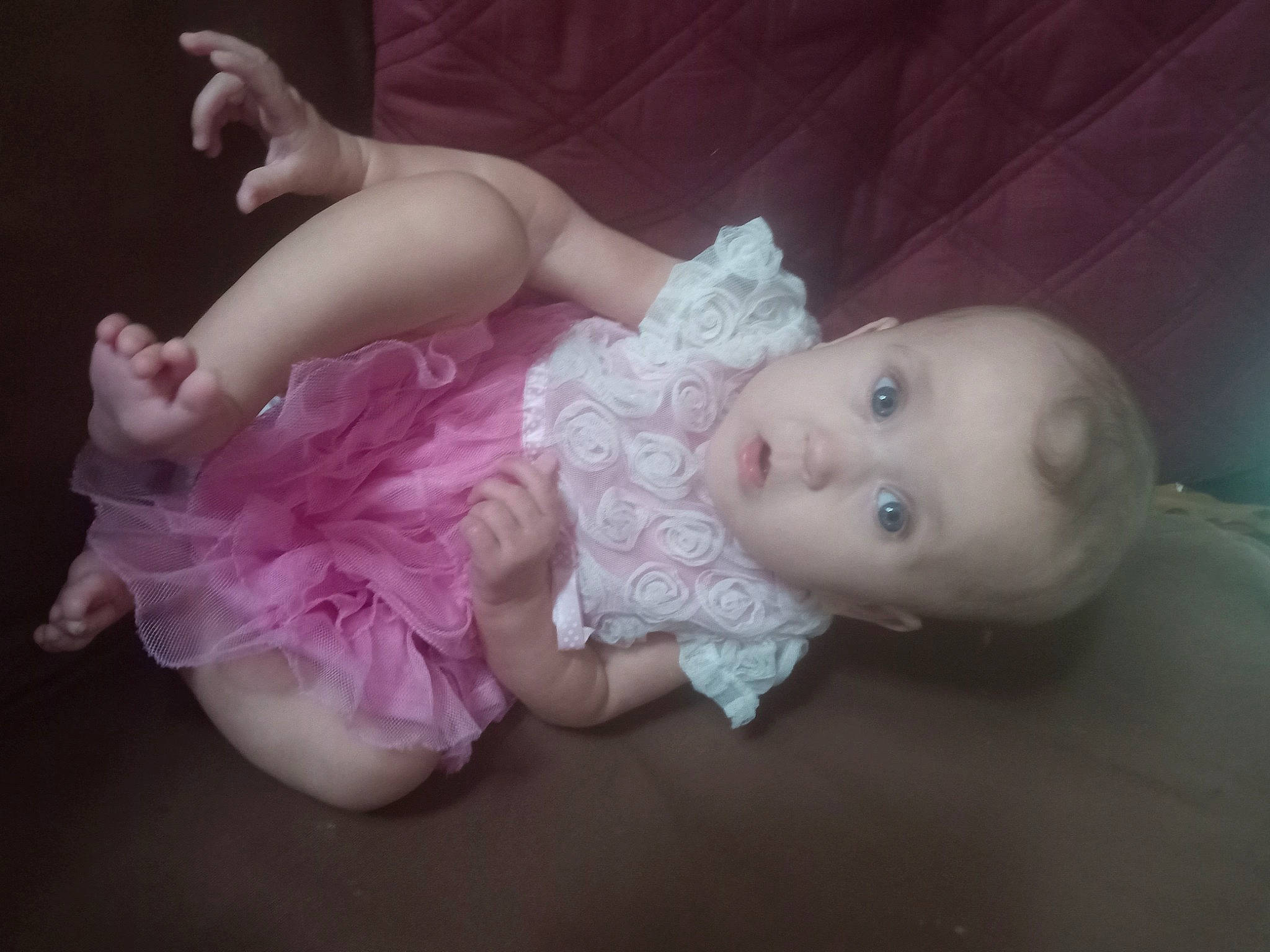 Jaylynn is registered to the contest to win money with this photo: baby, baby_toddler_clothing, cheek, doll, dress, embellishment, eye, eyelash, hair, hair_accessory, head, headpiece, human_body, iris, lip, person, pink, product, skin, toddler
