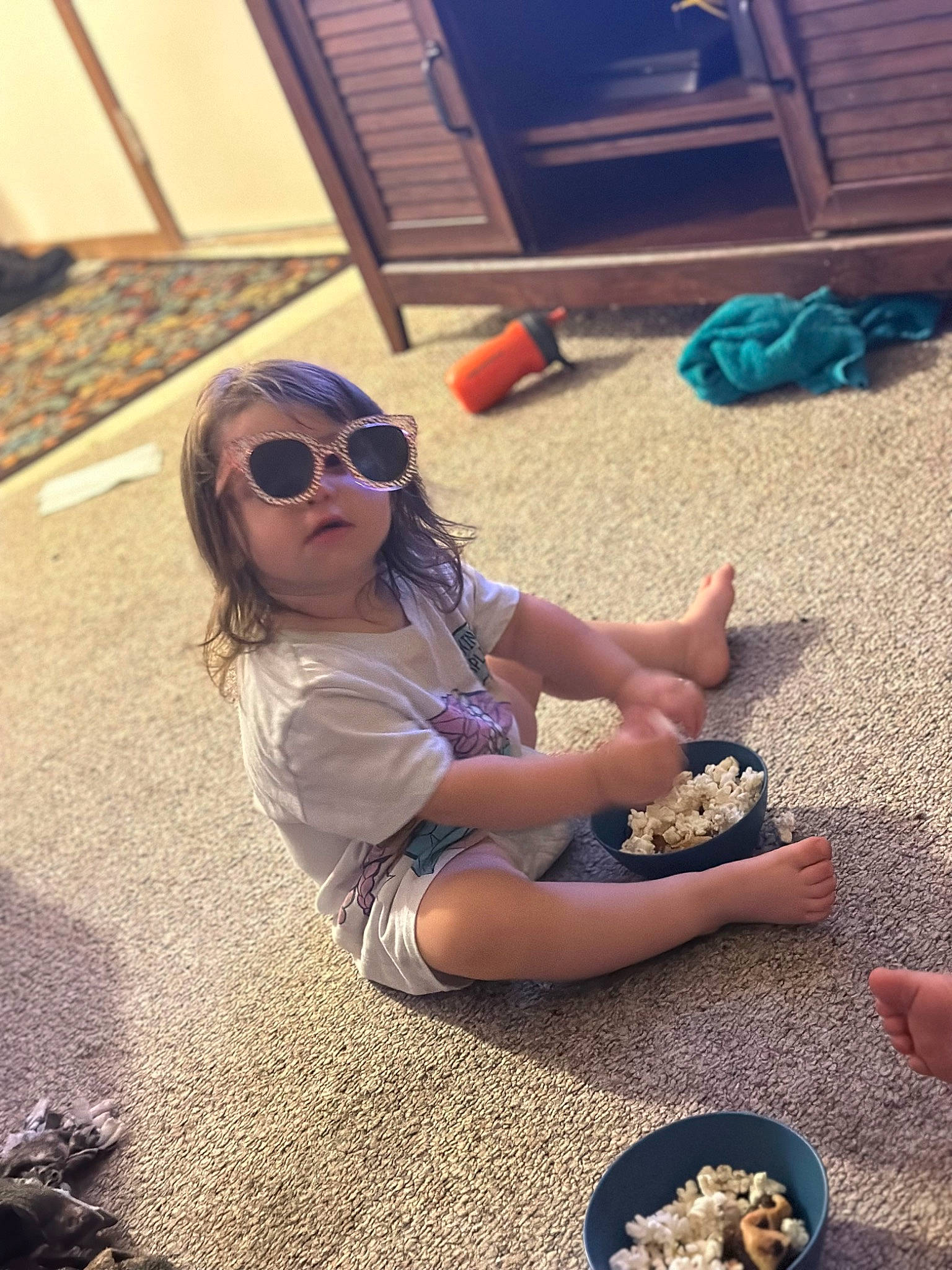 Vivianna joined the competition — help win amazing prizes! blond, cap, cool, eyewear, flooring, food, foot, fun, glasses, goggles, grass, happy, human, human_leg, leisure, person, recreation, sand, sunglasses, thigh