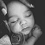 Harlow joined the competition — help win amazing prizes! baby, sleeping, pacifier, hand, fingernails, black_and_white, portrait, infant, peaceful, closeup, skin, face, newborn, gentle, cuddle, rest, soft, tenderness, care, love