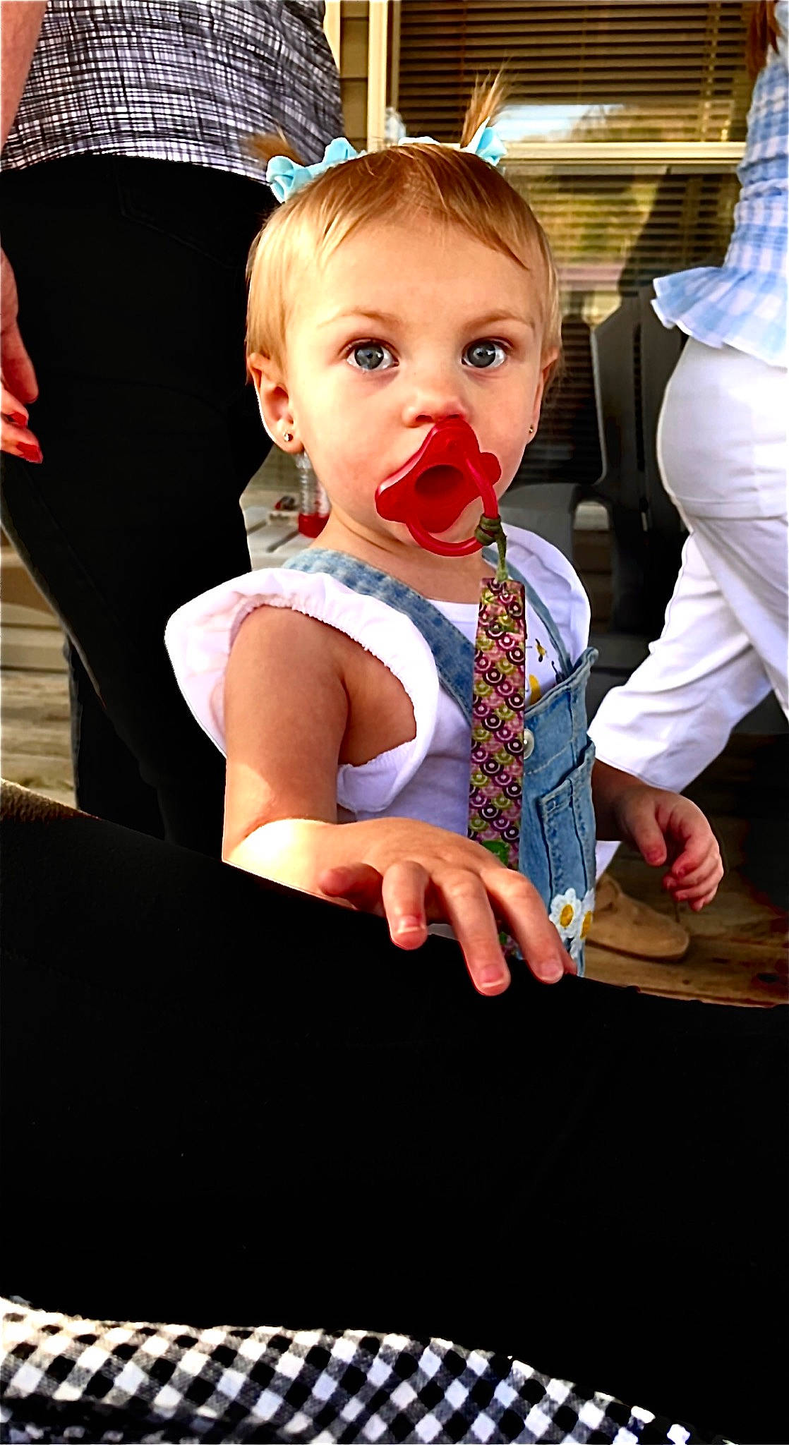 Harley joined the competition — help win amazing prizes! baby, baby_products, baby_toddler_clothing, blond, chair, cheek, child, event, eye, formal_wear, fun, gesture, happy, head, iris, lip, person, sitting, sleeve, t_shirt