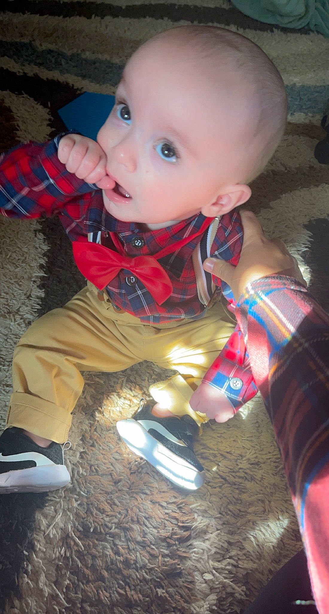 Granger is registered to the contest to win money with this photo: baby, baby_toddler_clothing, carmine, cheek, child, crawling, eye, flooring, fun, grass, happy, iris, mouth, nose, pattern, person, sitting, skin, sleeve, soil