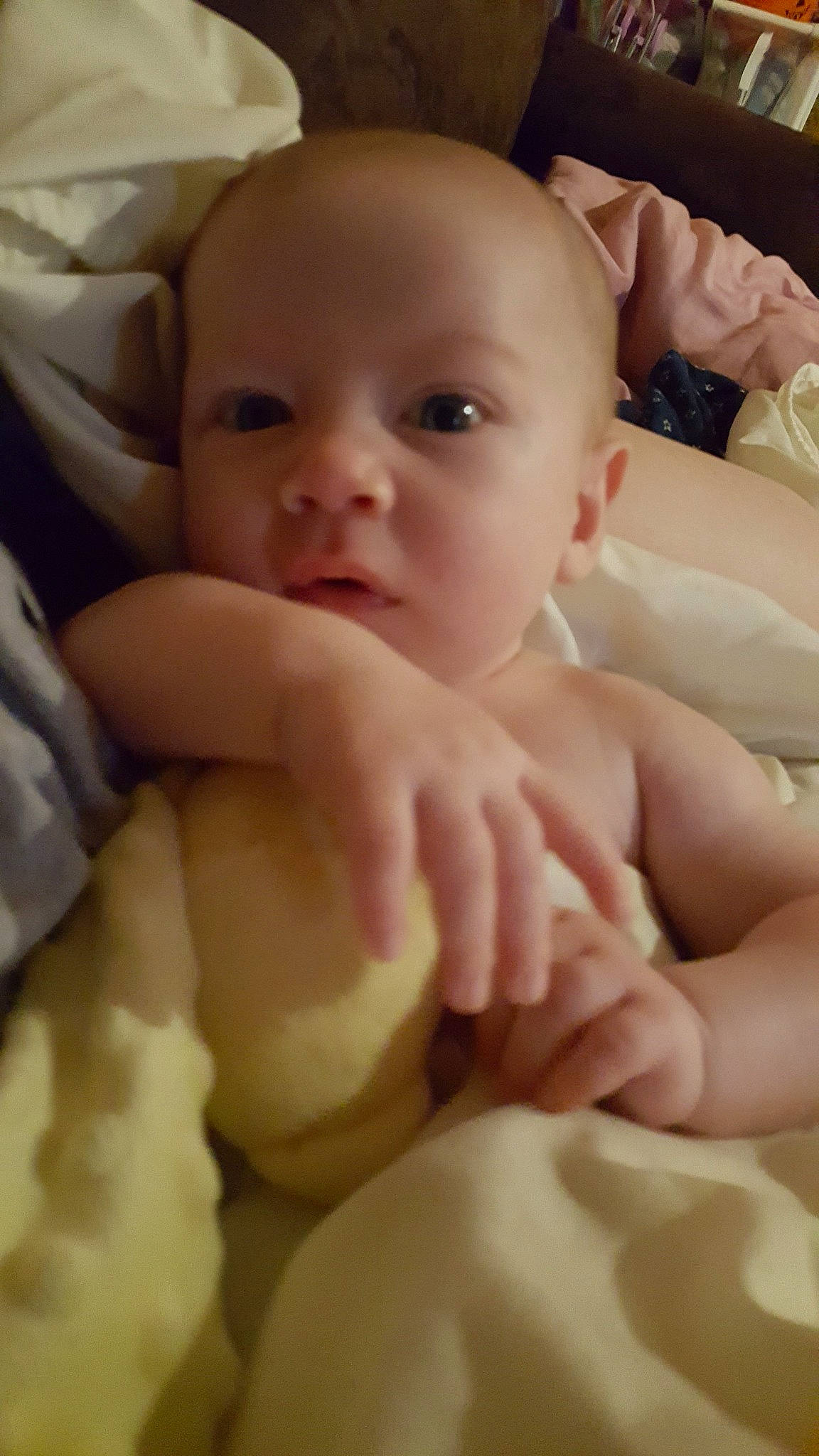 Kayne is registered to the contest to win money with this photo: baby, cheek, child, chin, eye, face, facial_expression, finger, hand, head, leg, lip, mouth, muscle, nose, person, skin, smile, thumb, toddler